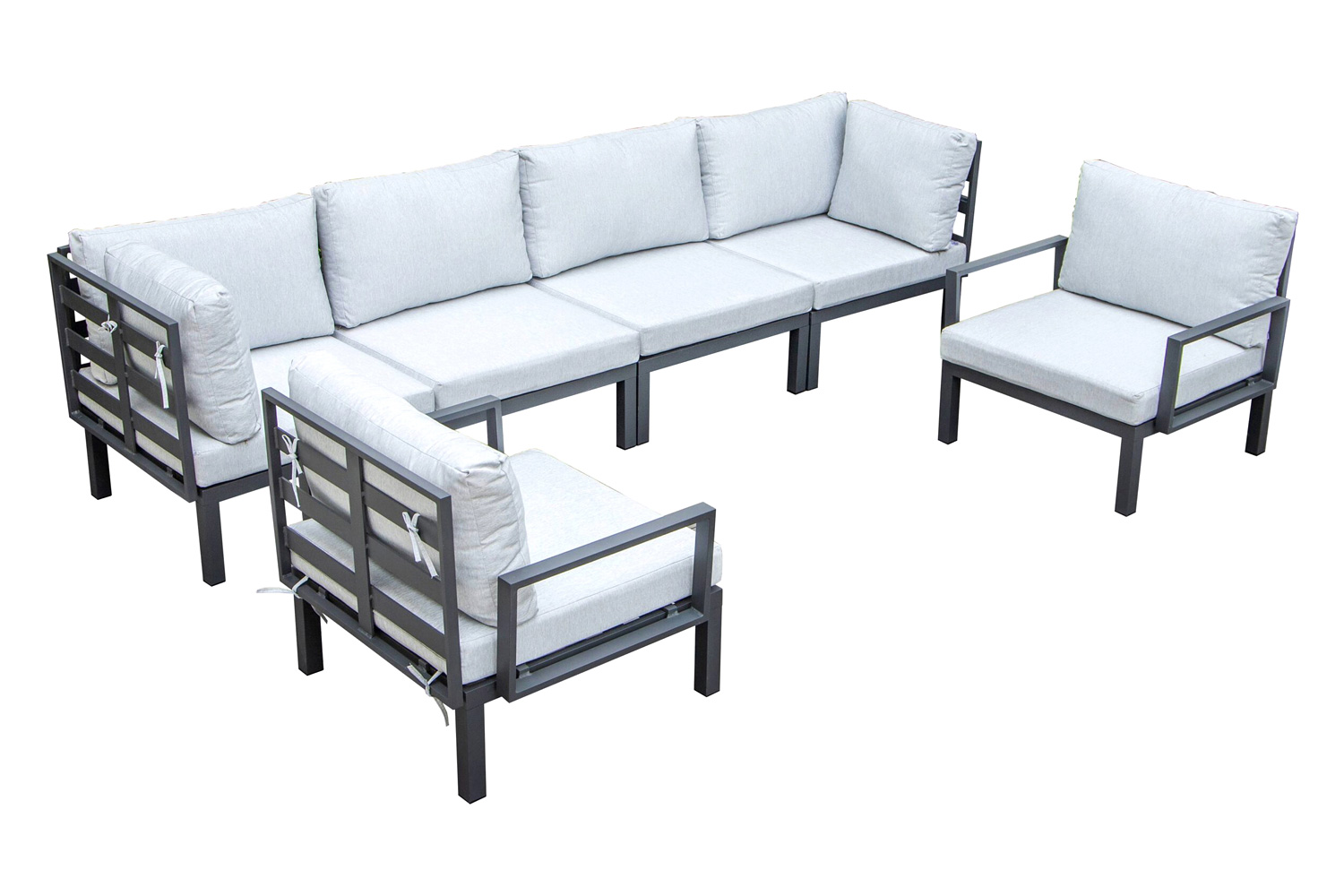 LeisureMod - Hamilton 6-Piece Aluminum Patio Conversation Set with Cushions