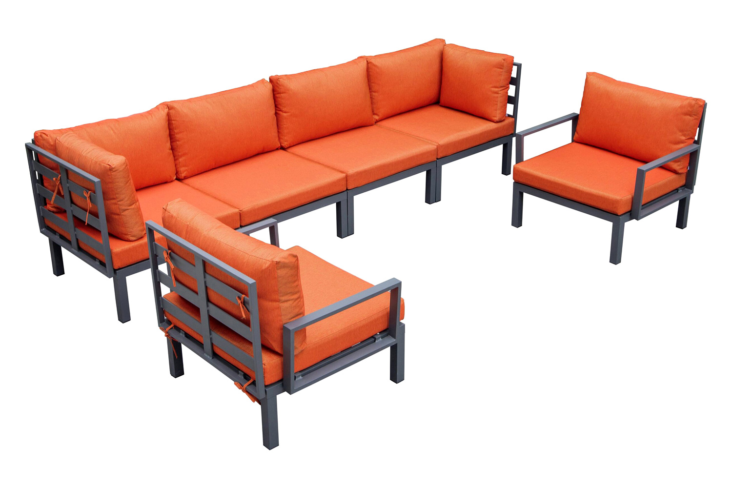 LeisureMod - Hamilton 6-Piece Aluminum Patio Conversation Set with Cushions