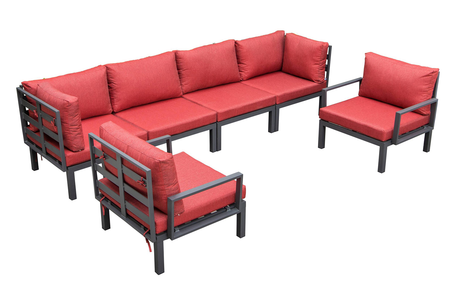 LeisureMod - Hamilton 6-Piece Aluminum Patio Conversation Set with Cushions