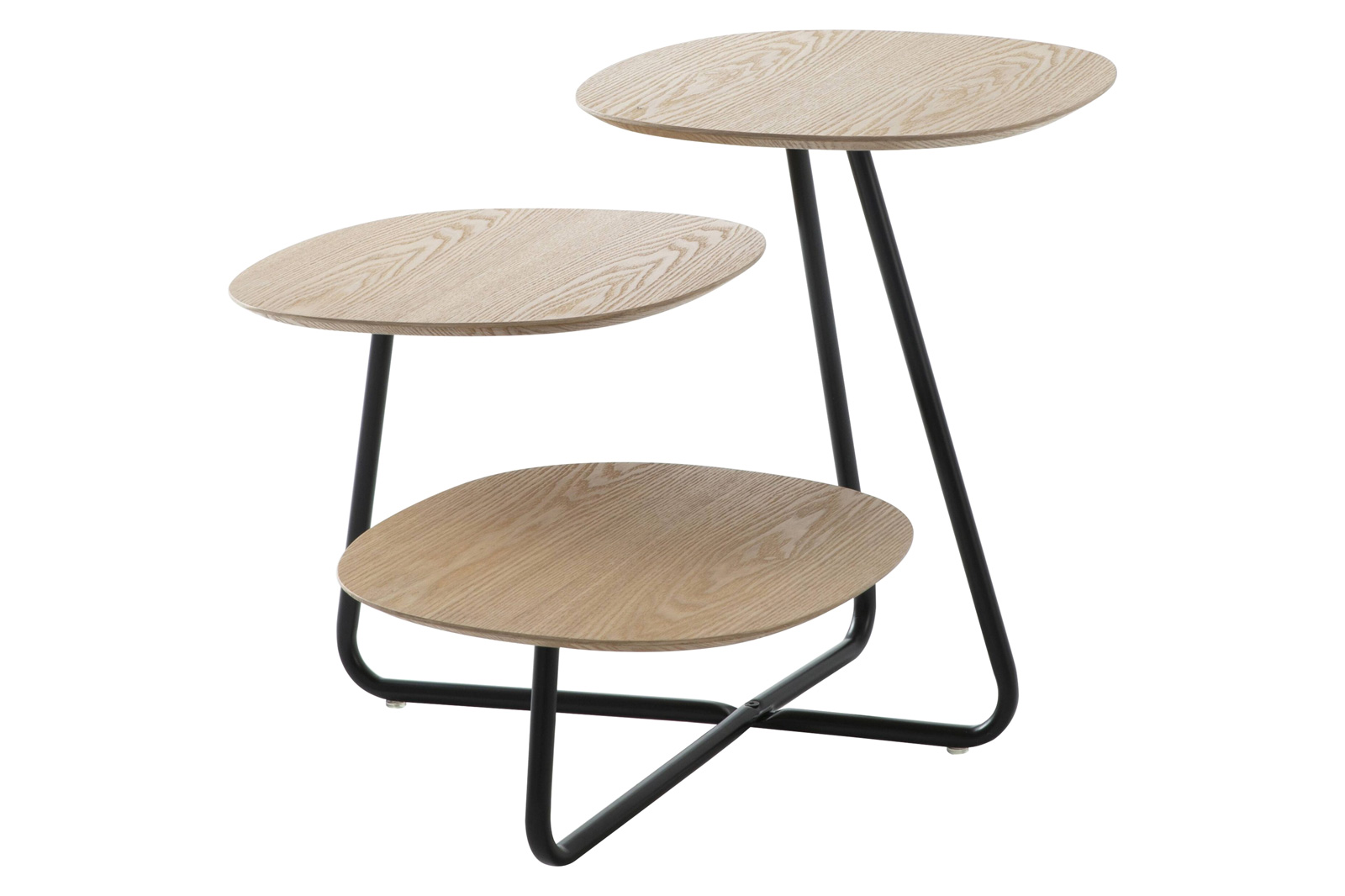 LeisureMod Hazelton Multi-Top End Tables With Manufactured Wood Top And Powder Coated Steel Frame - Natural Wood