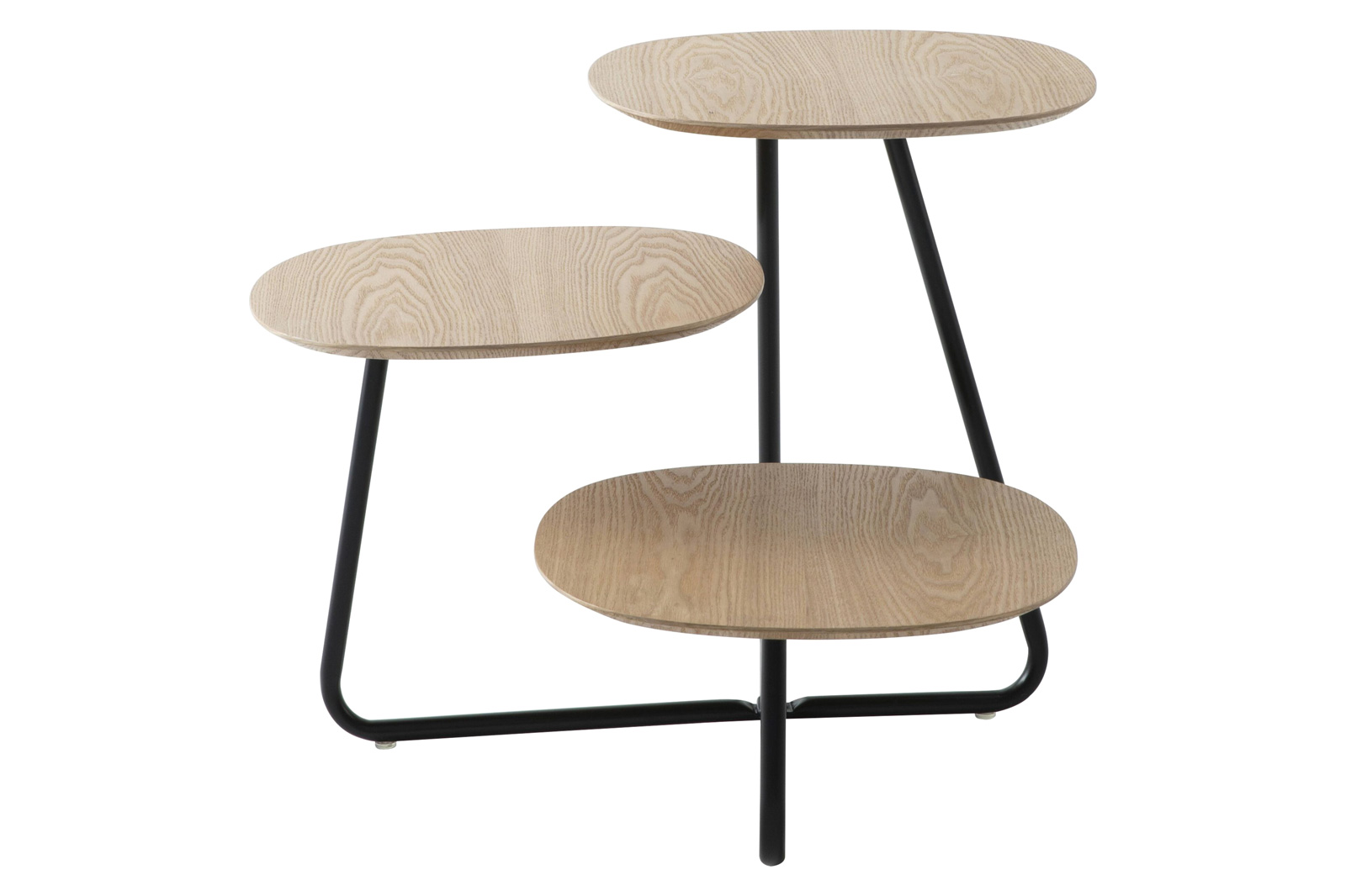 LeisureMod Hazelton Multi-Top End Tables With Manufactured Wood Top And Powder Coated Steel Frame - Natural Wood