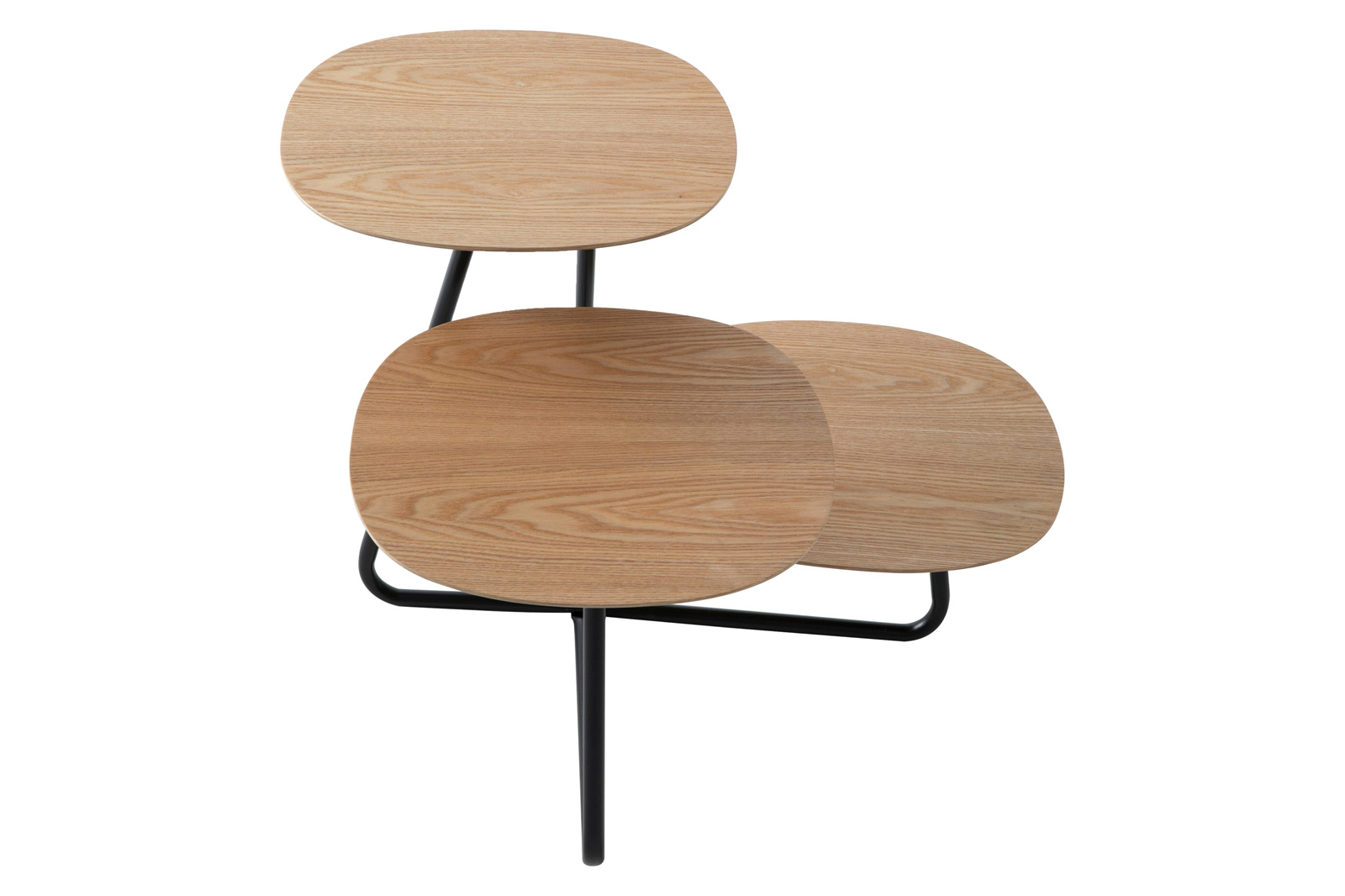 LeisureMod Hazelton Multi-Top End Tables With Manufactured Wood Top And Powder Coated Steel Frame - Natural Wood