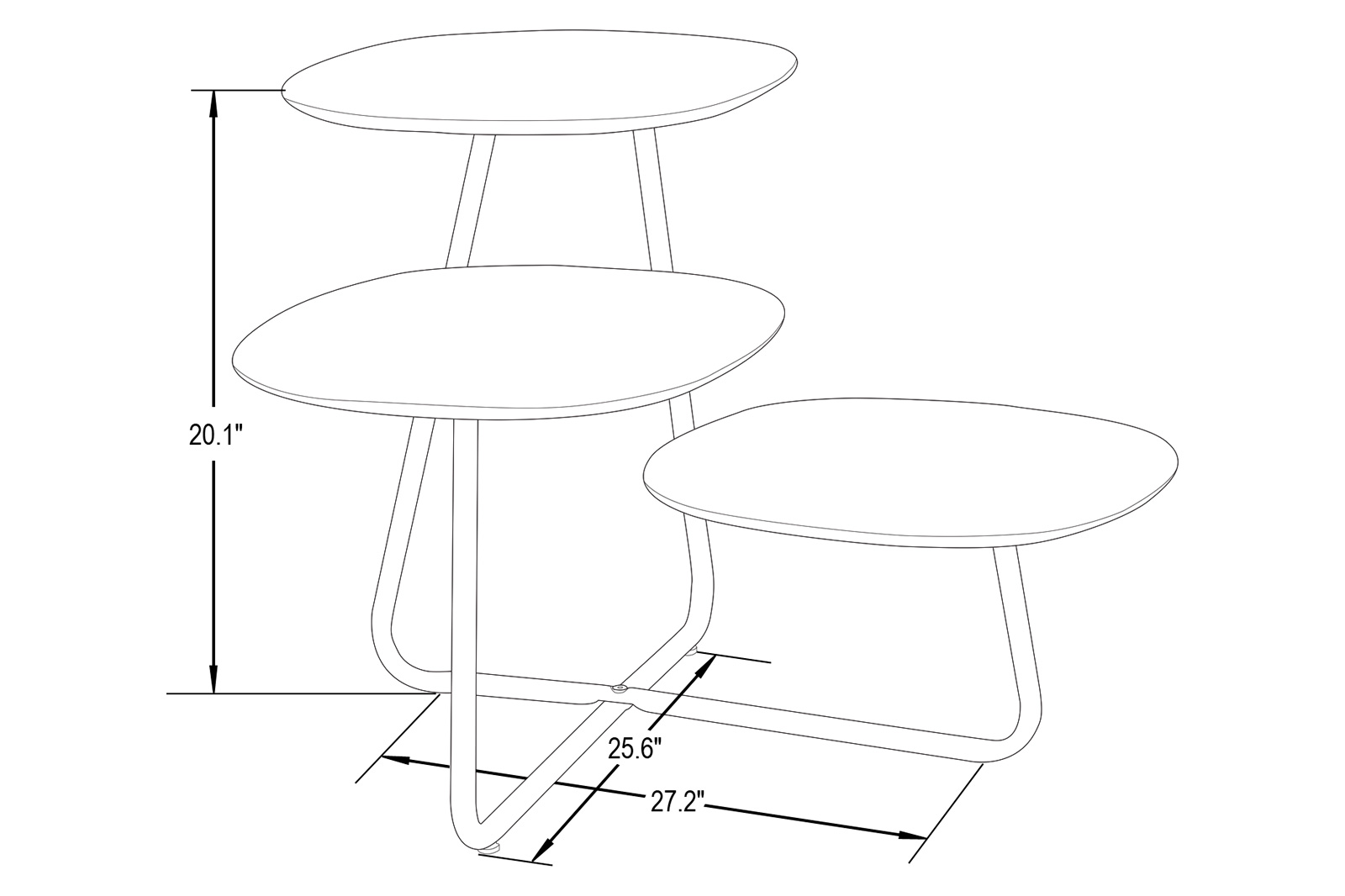 LeisureMod Hazelton Multi-Top End Tables With Manufactured Wood Top And Powder Coated Steel Frame - Natural Wood