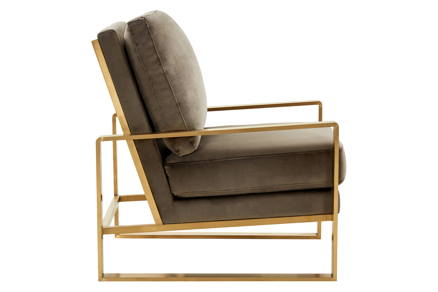 LeisureMod Jefferson Velvet Design Accent Armchair with Gold Brass Finish Frame - Dark Gray