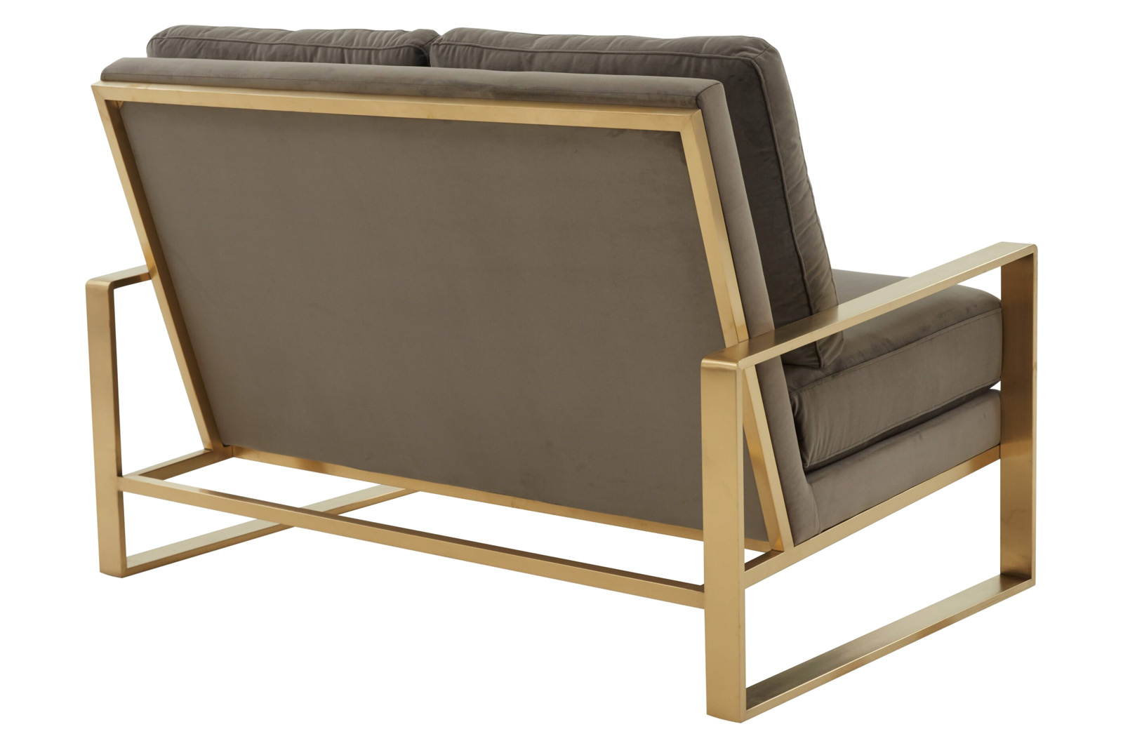 LeisureMod Jefferson Contemporary Modern Velvet Loveseat With Gold Frame - Dark Gray