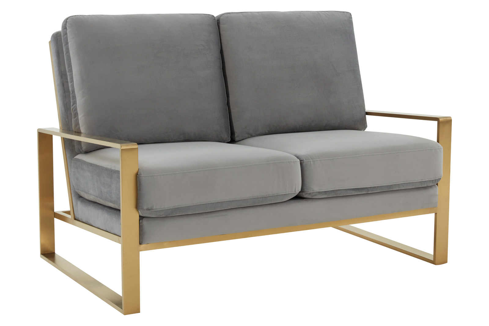 LeisureMod - Jefferson Contemporary Modern Velvet Loveseat With Gold Frame