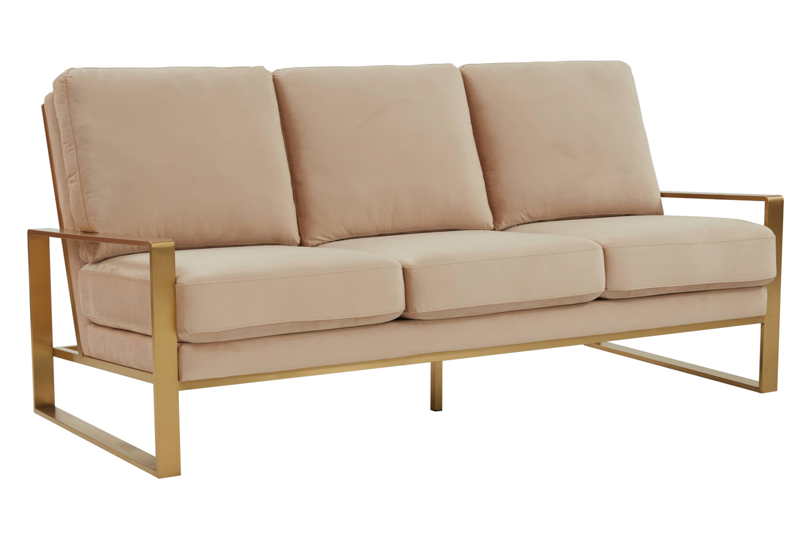 LeisureMod - Jefferson Contemporary Modern Design Velvet Sofa With Gold Frame