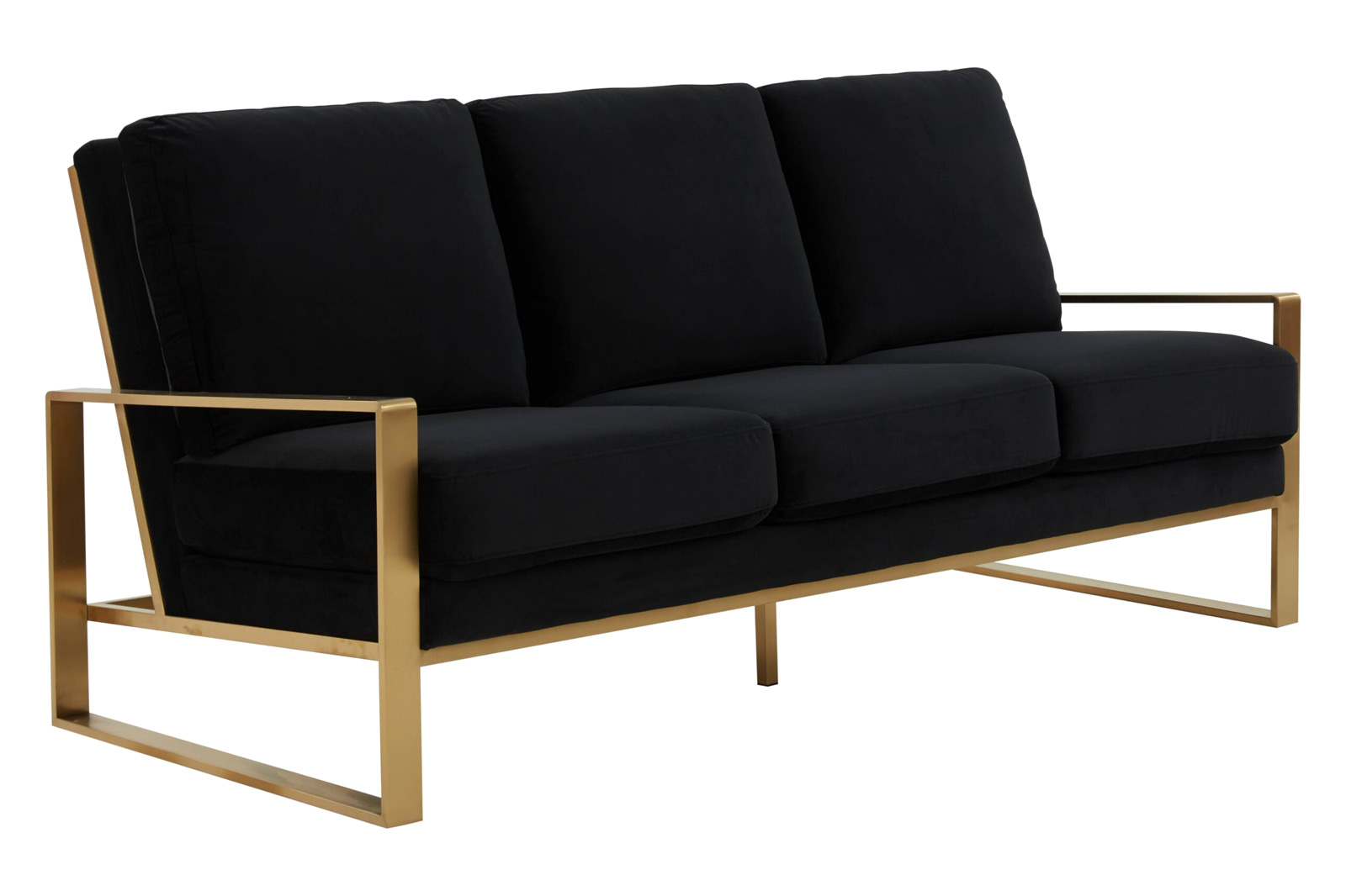 LeisureMod - Jefferson Contemporary Modern Design Velvet Sofa With Gold Frame