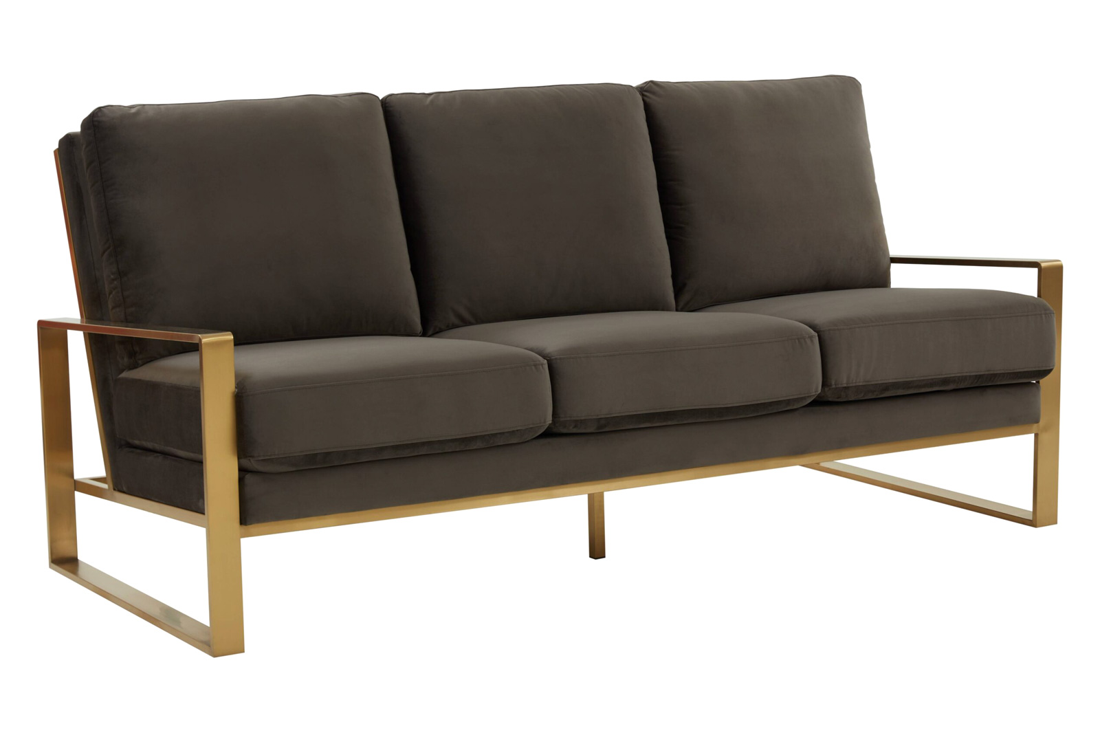 LeisureMod - Jefferson Contemporary Modern Design Velvet Sofa With Gold Frame