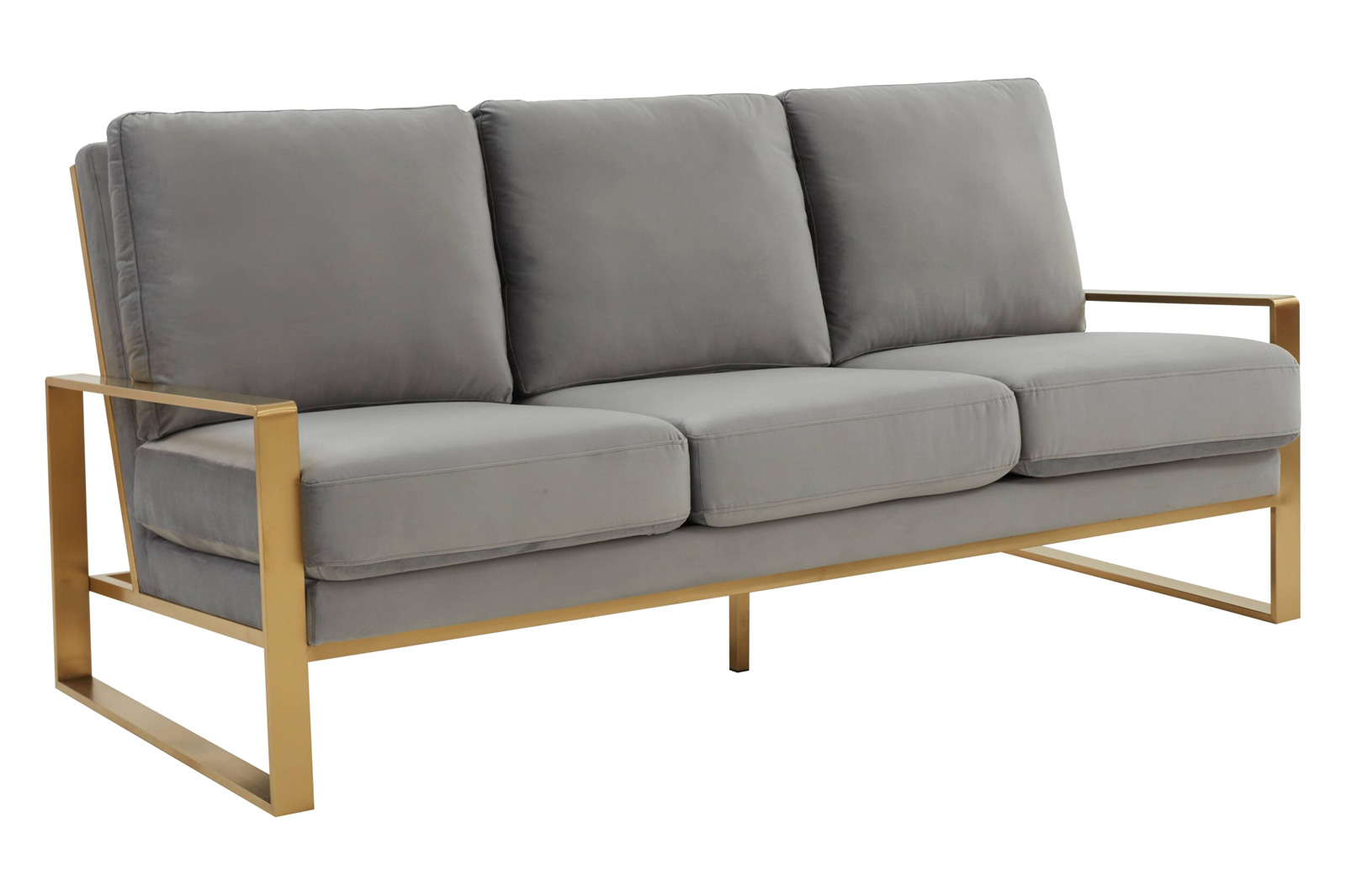 LeisureMod - Jefferson Contemporary Modern Design Velvet Sofa With Gold Frame
