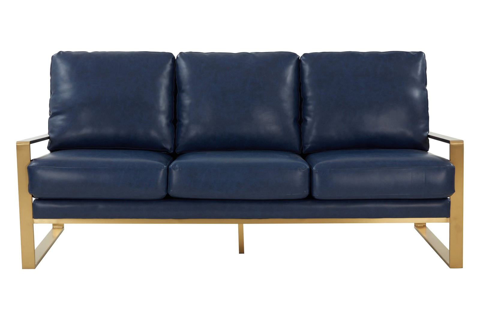 LeisureMod - Jefferson Contemporary Modern Design Leather Sofa With Silver Frame