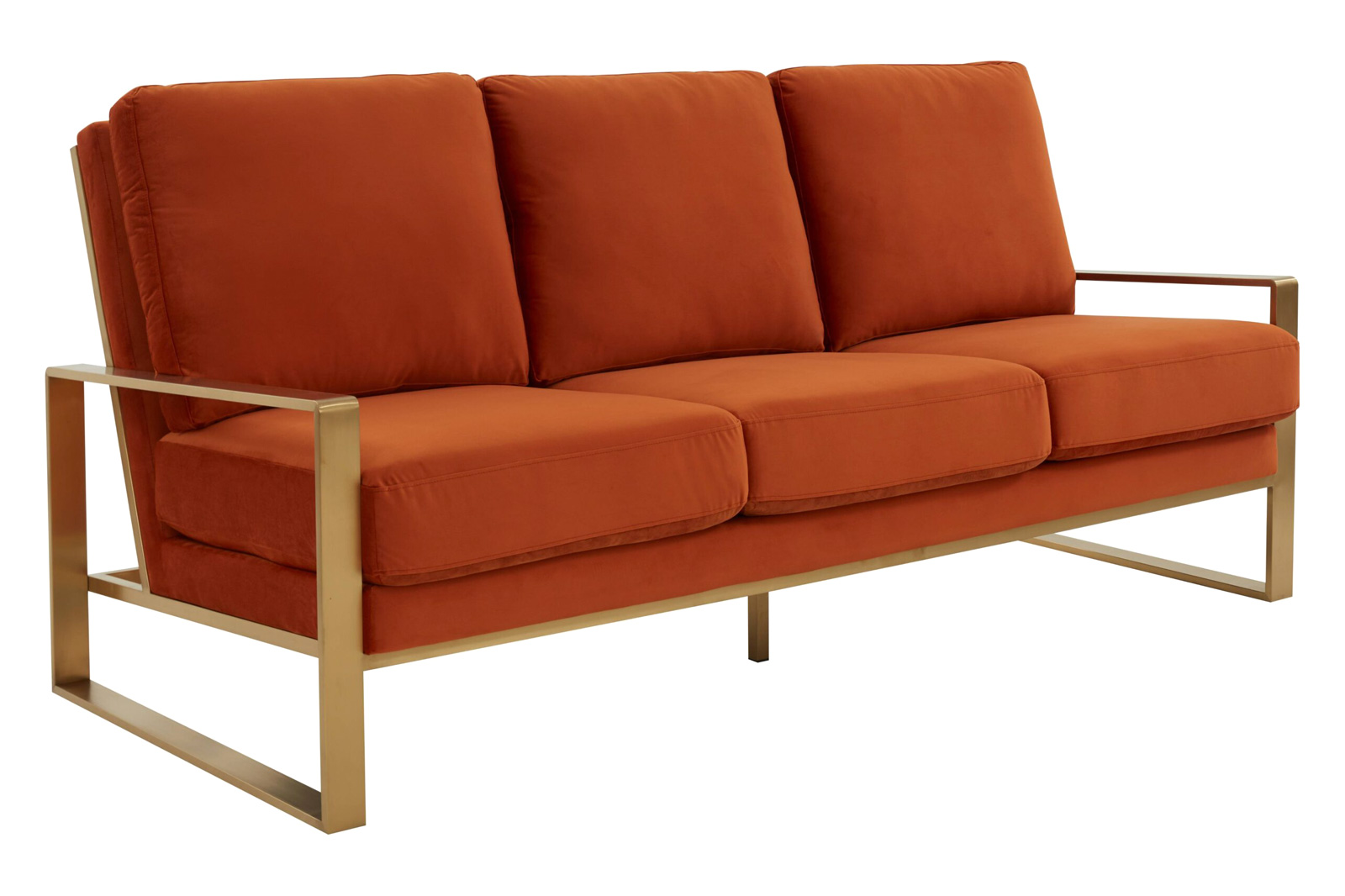 LeisureMod - Jefferson Contemporary Modern Design Velvet Sofa With Gold Frame