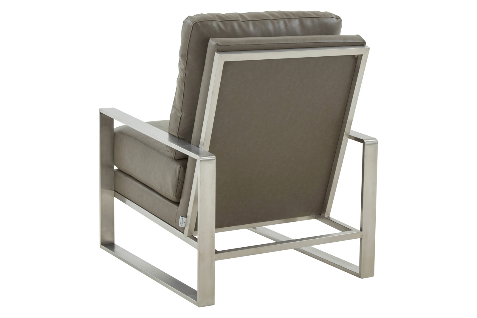 LeisureMod Jefferson Leather Modern Design Accent Armchair With Elegant Silver Frame - Gray