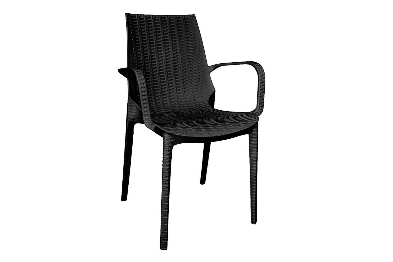 LeisureMod Kent Outdoor Dining Arm Chair - Black