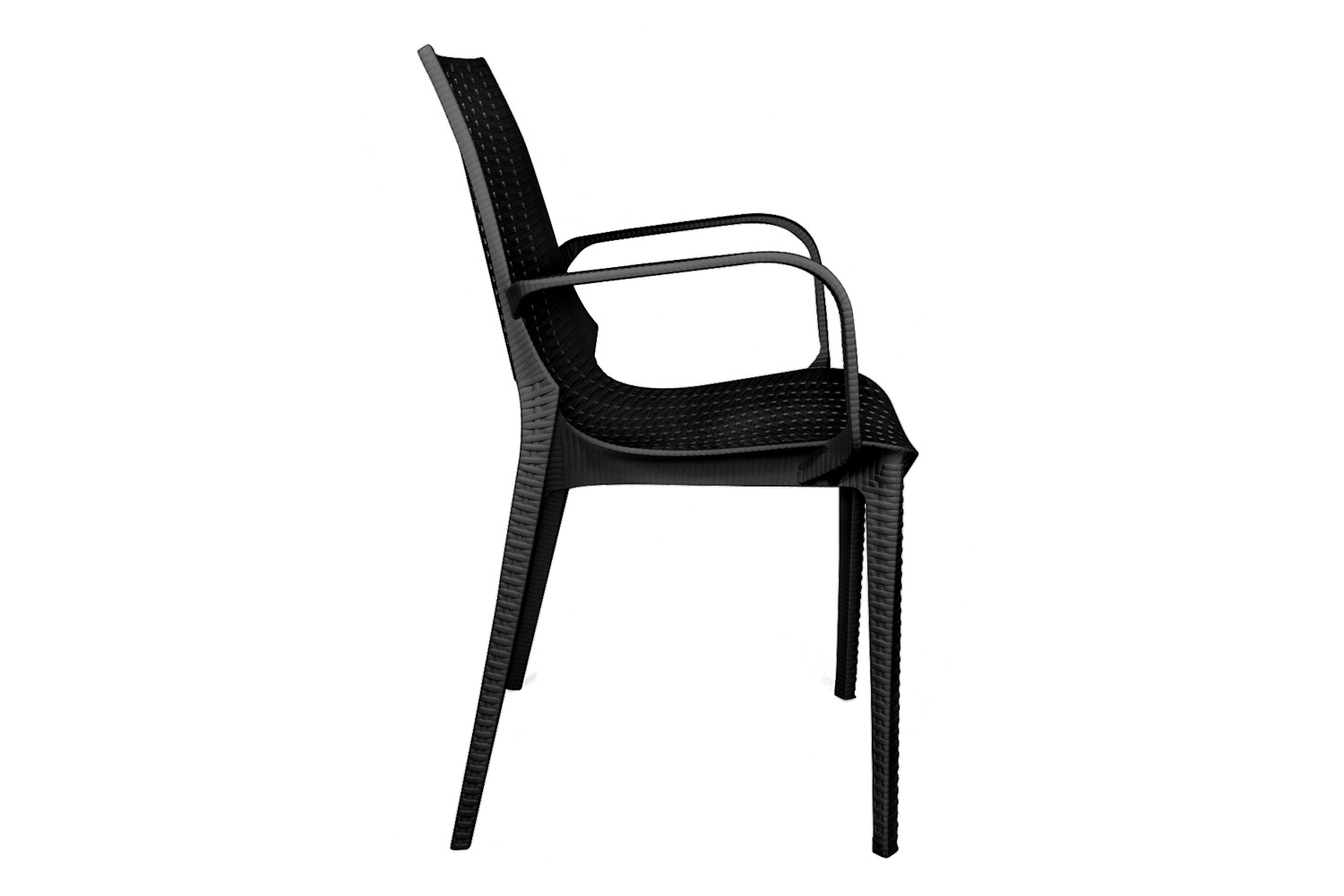 LeisureMod Kent Outdoor Dining Arm Chair - Black