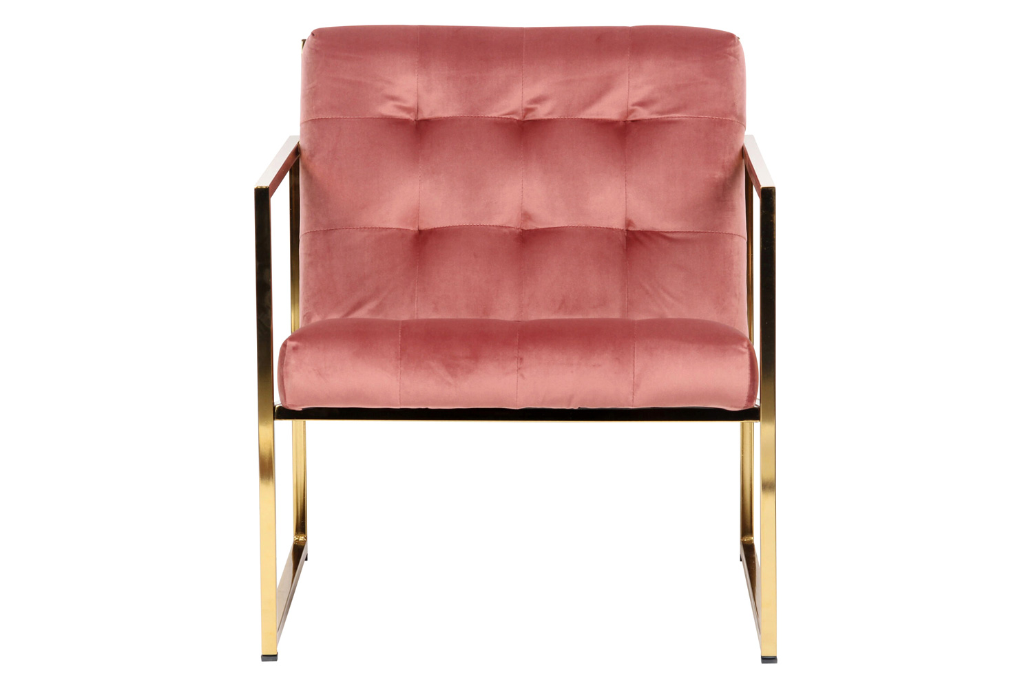 LeisureMod Lexington Tufted Velvet Accent Armchair with Gold Frame - Royal/Rose