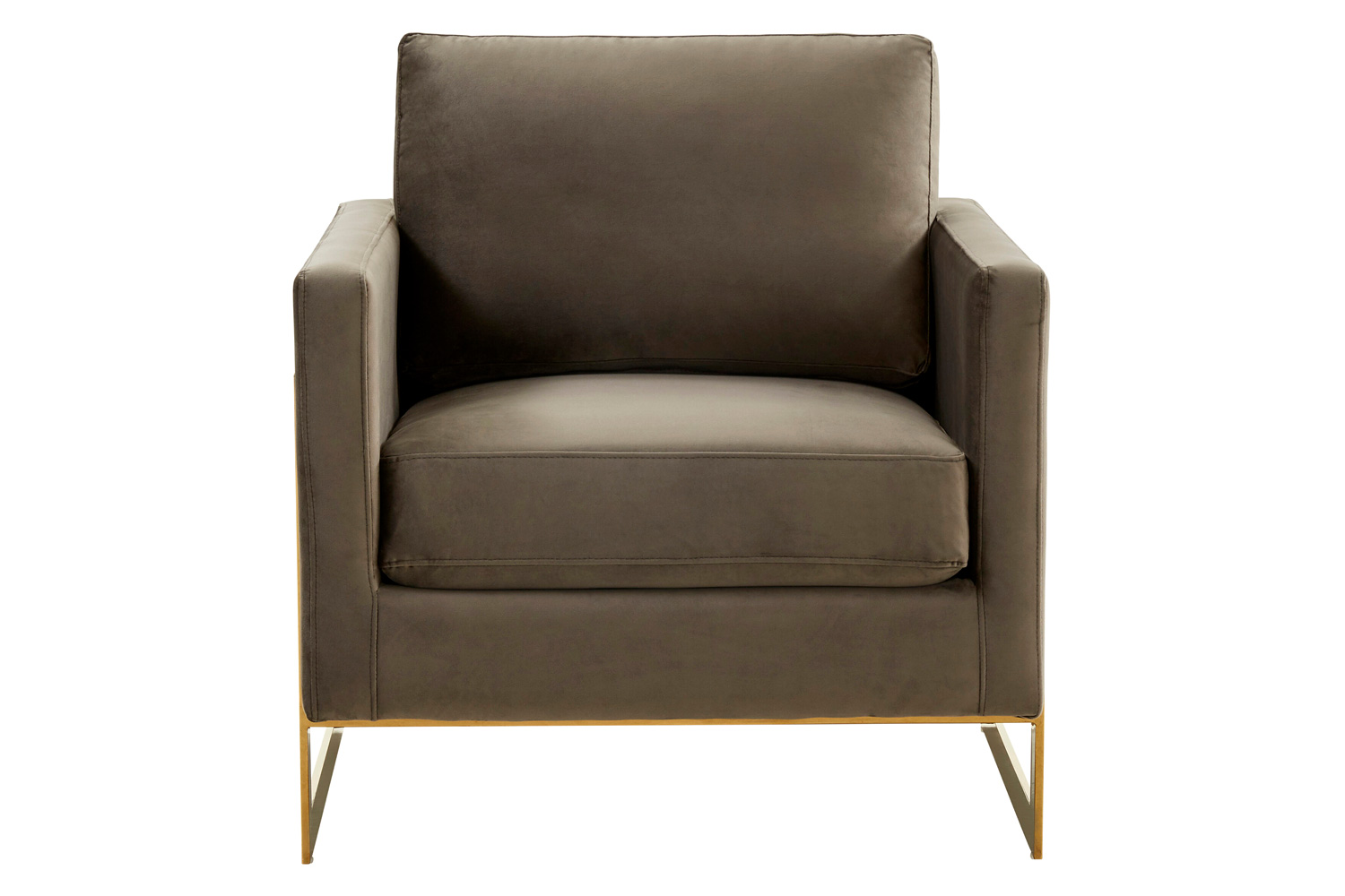 LeisureMod Lincoln Velvet Accent Armchair with Gold Frame - Dark Gray