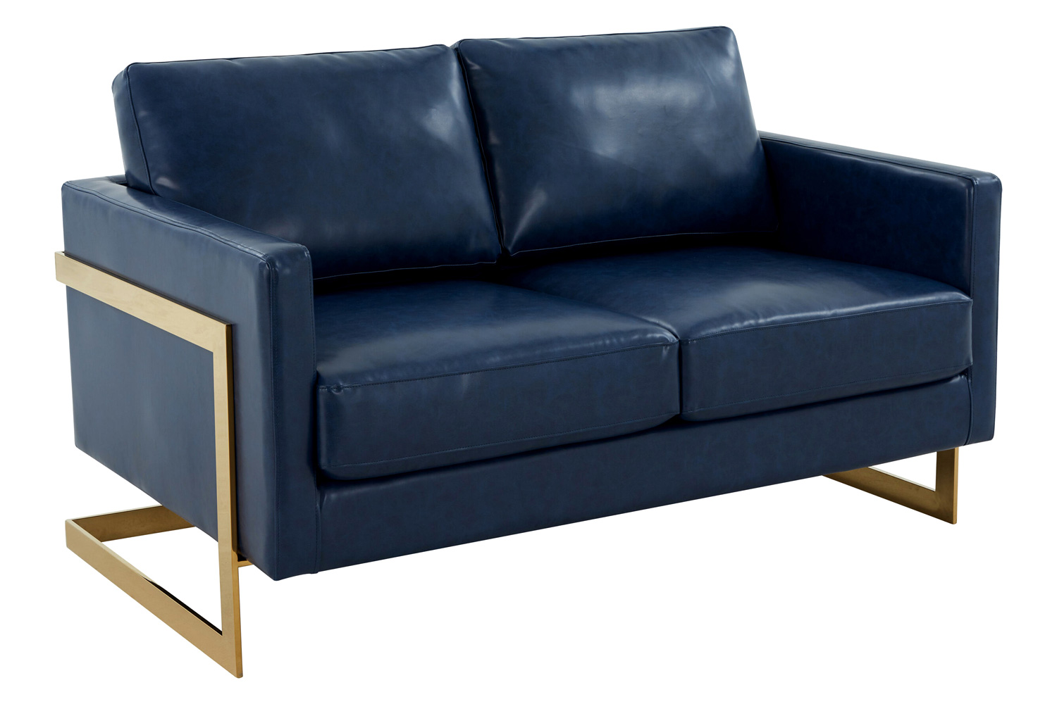 LeisureMod - Lincoln Velvet Loveseat with Gold Frame