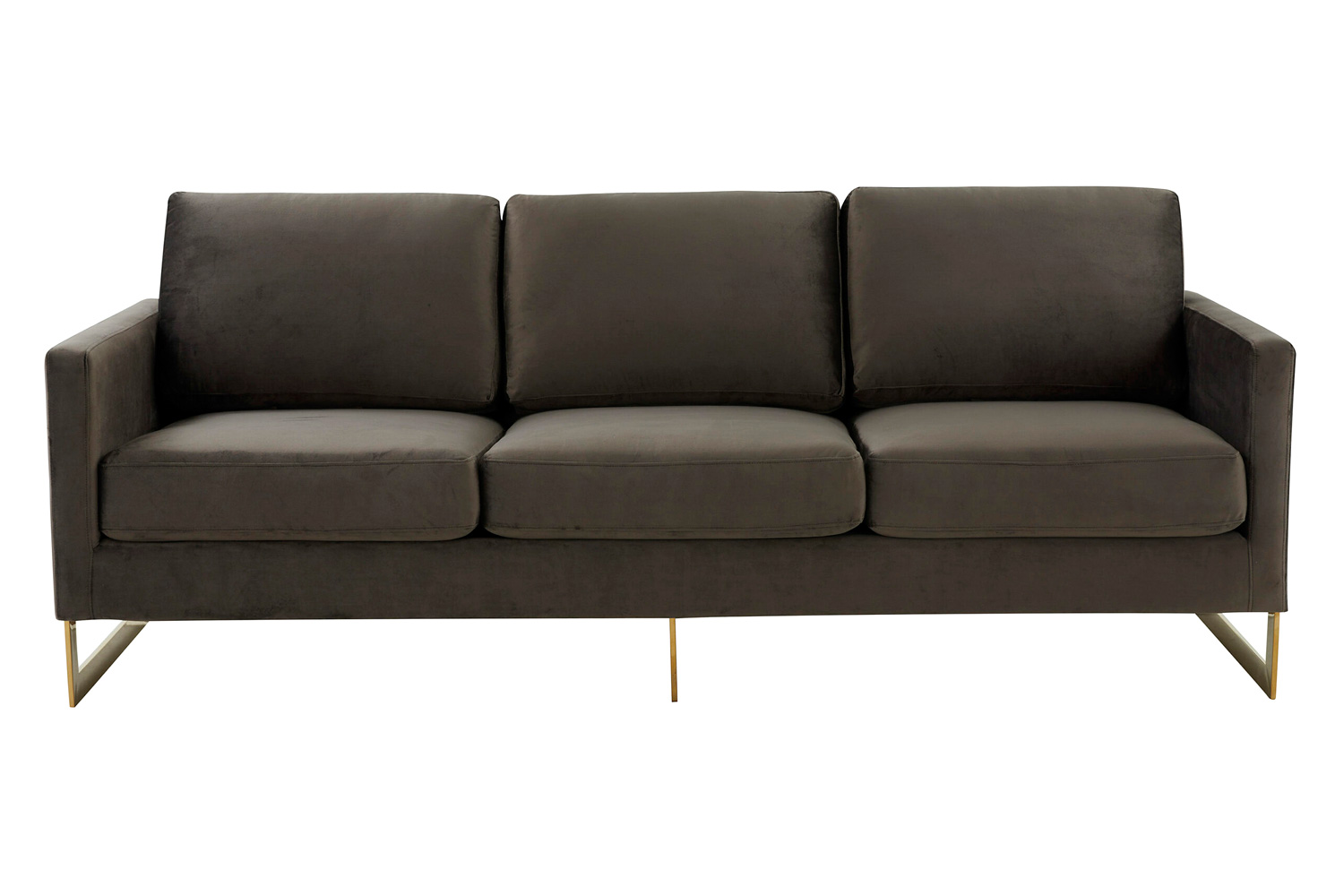 LeisureMod Lincoln Velvet Sofa with Gold Frame - Dark Gray