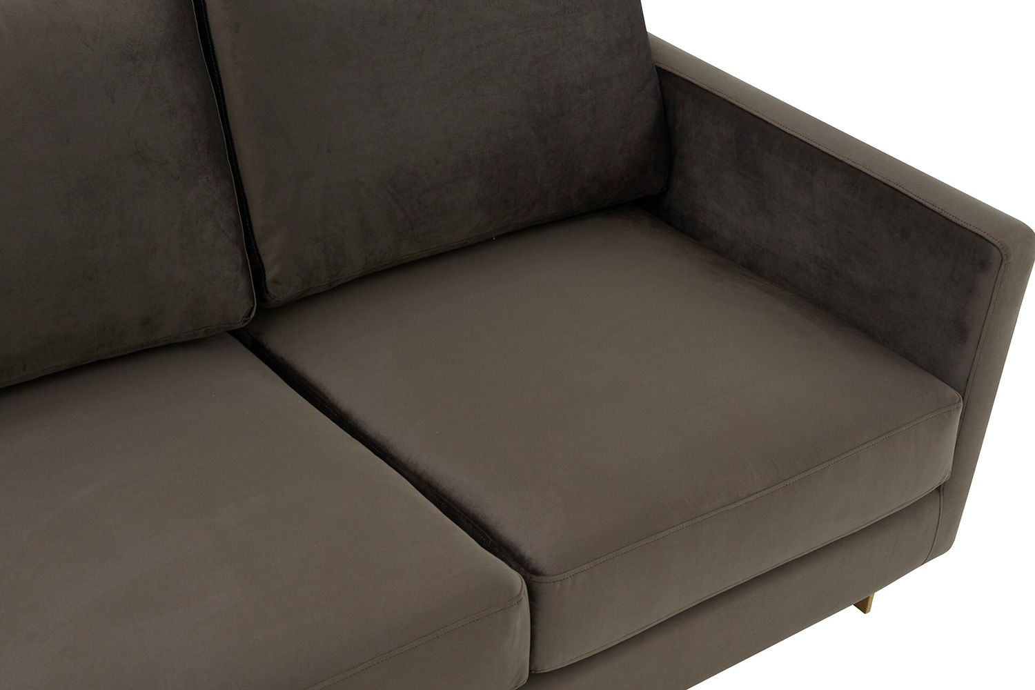 LeisureMod Lincoln Velvet Sofa with Gold Frame - Dark Gray
