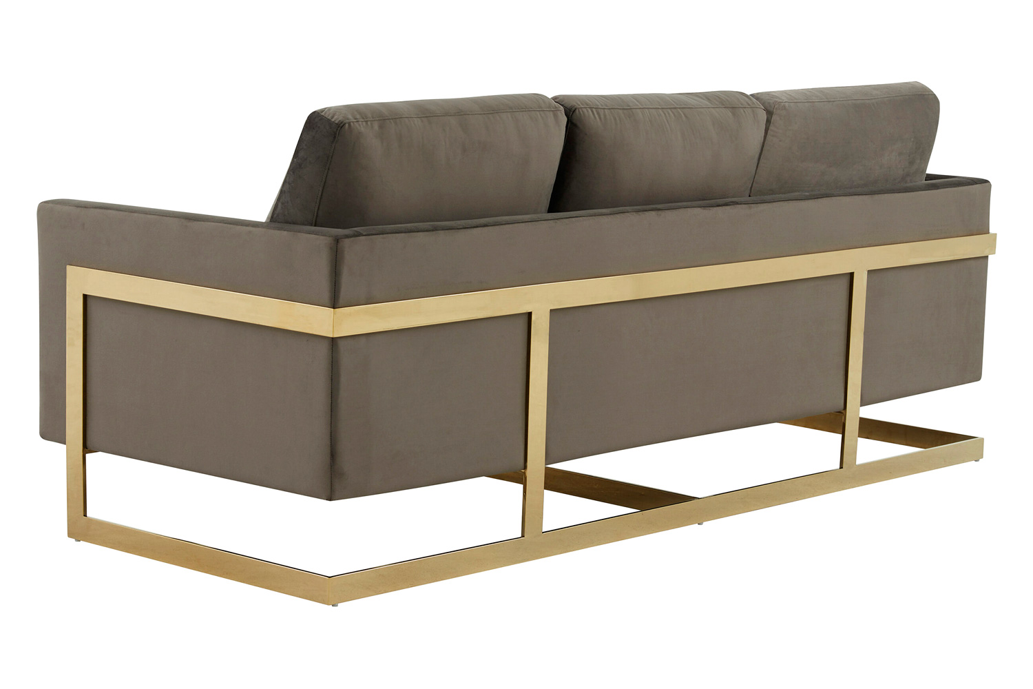LeisureMod Lincoln Velvet Sofa with Gold Frame - Dark Gray