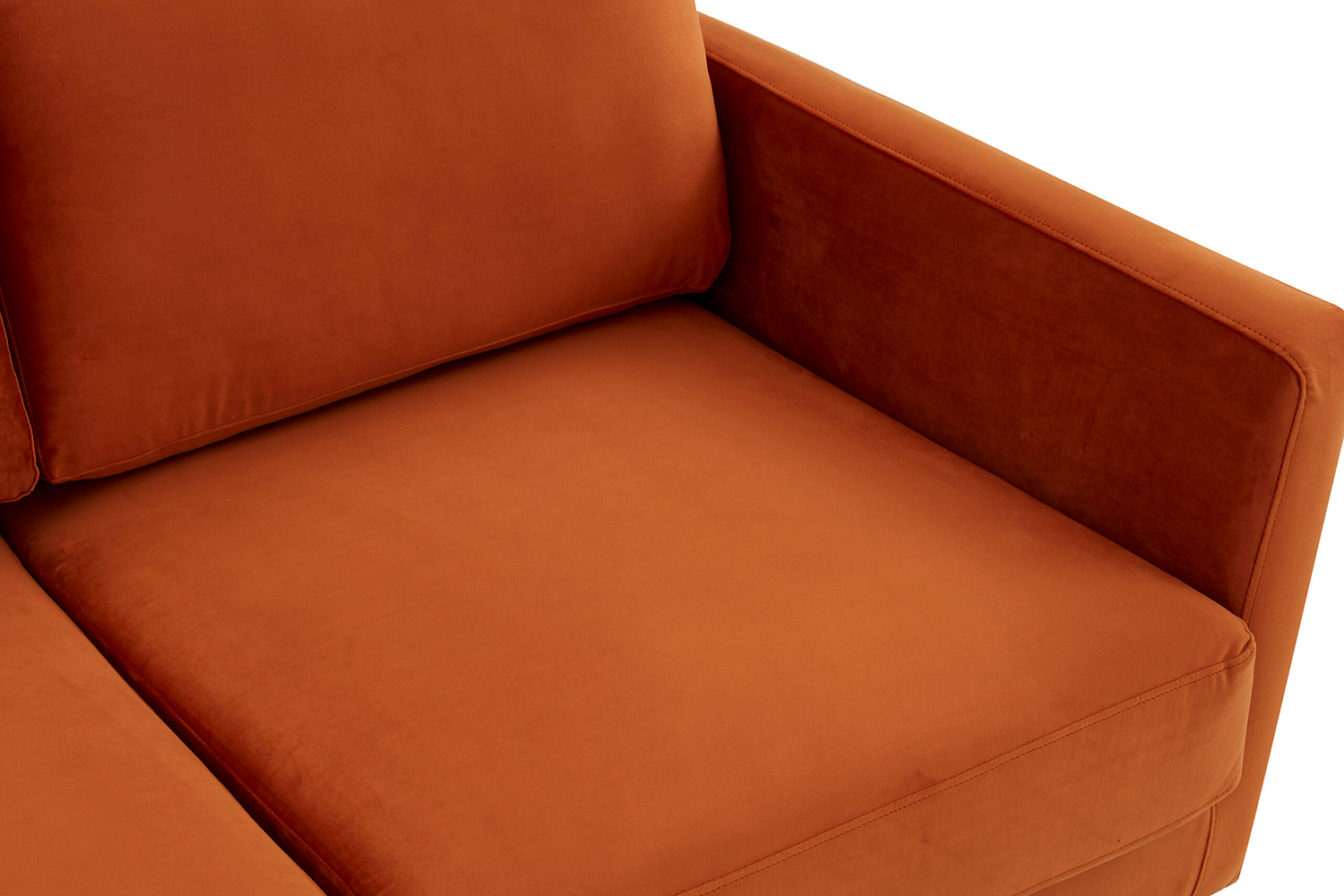 LeisureMod Lincoln Velvet Sofa with Gold Frame - Orange/Marmalade