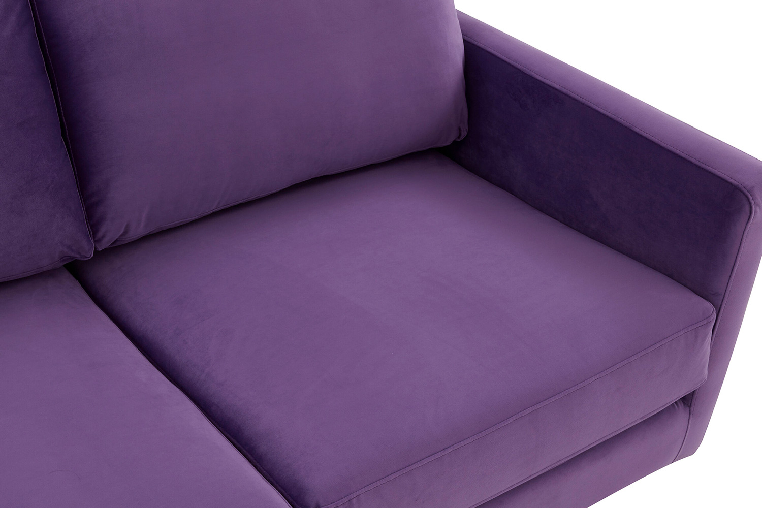 LeisureMod Lincoln Velvet Sofa with Gold Frame - Purple