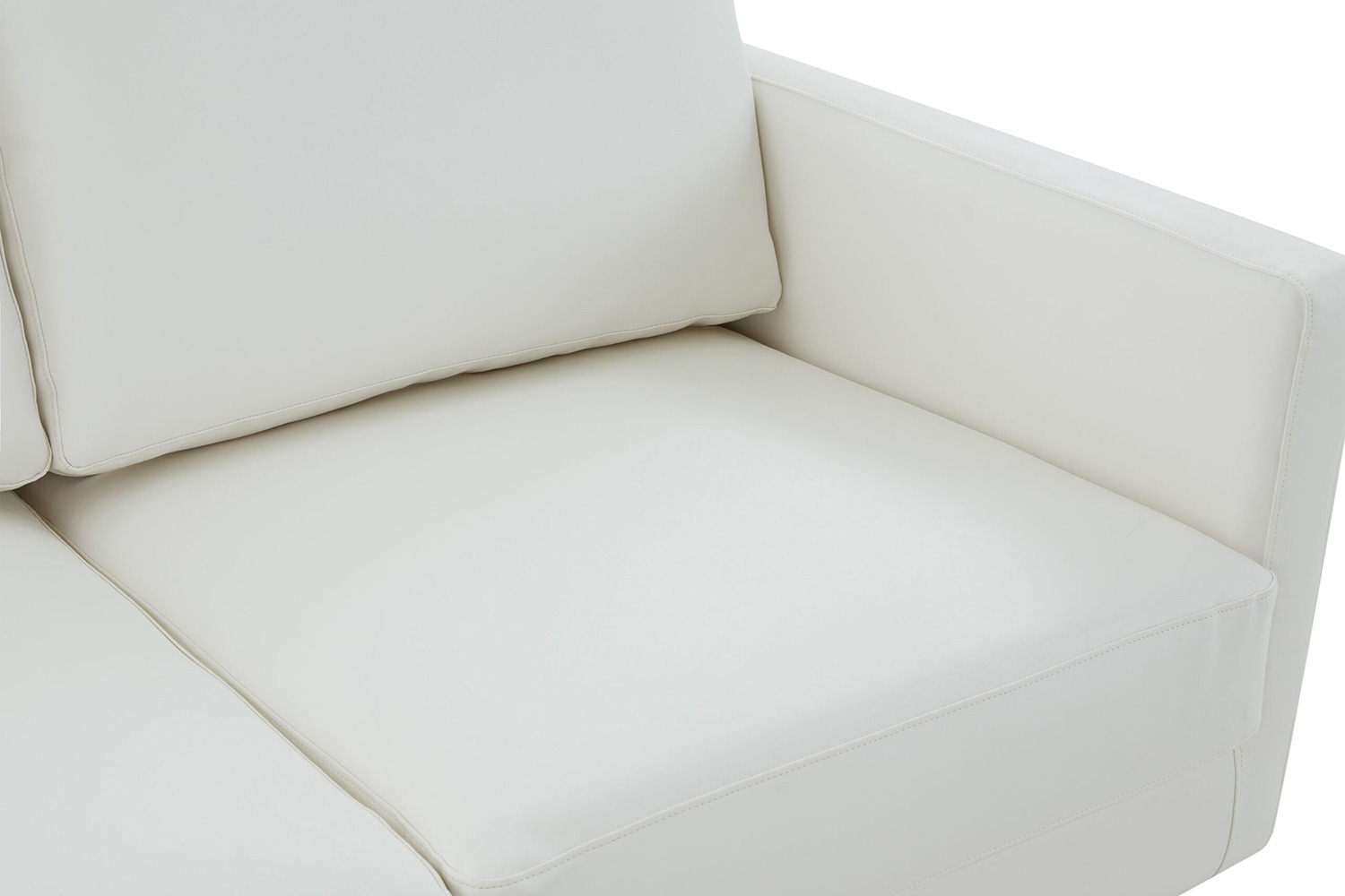 LeisureMod Lincoln Leather Sofa with Gold Frame - White