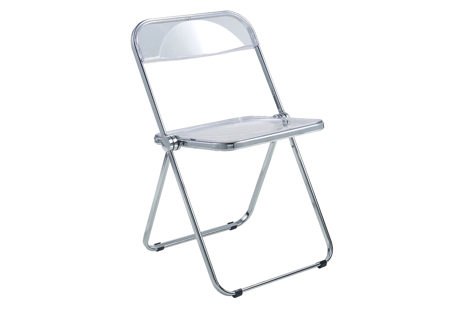 LeisureMod - Lawrence Acrylic Folding Chair with Chrome Metal Frame