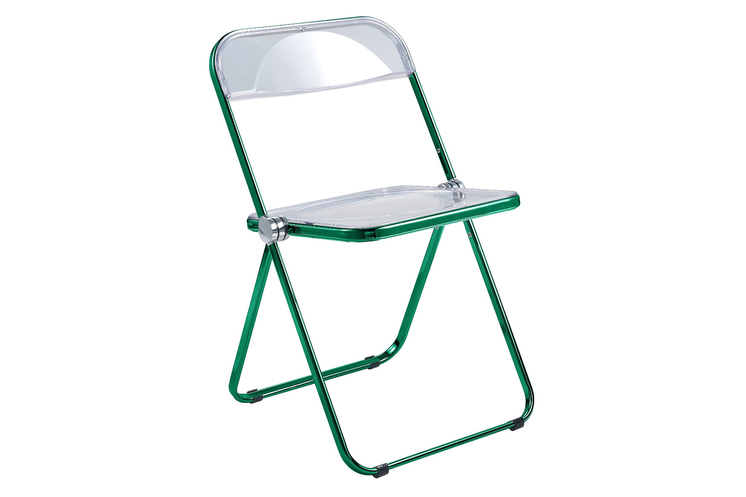 LeisureMod - Lawrence Acrylic Folding Chair with Color Metal Frame
