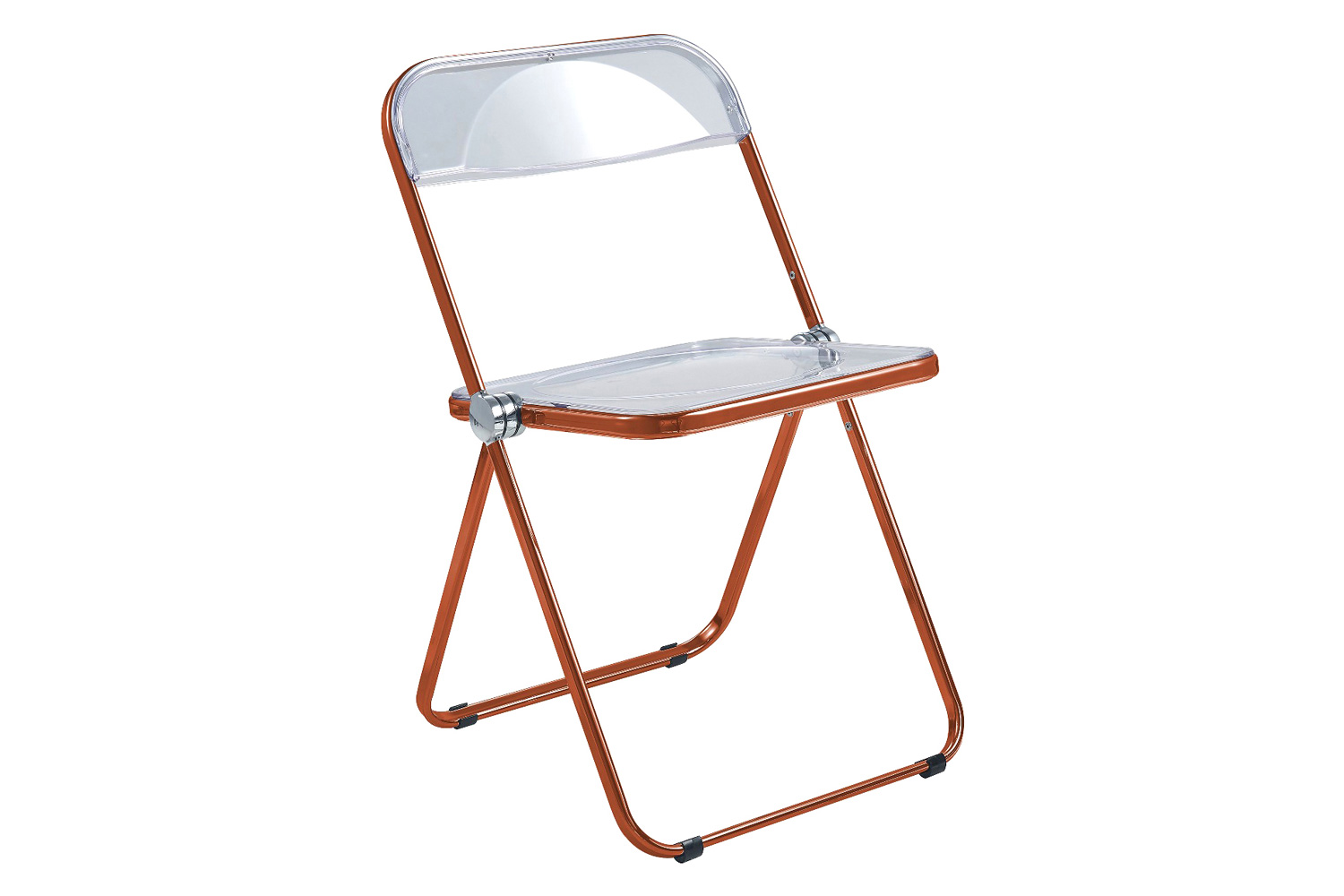 LeisureMod - Lawrence Acrylic Folding Chair with Color Metal Frame