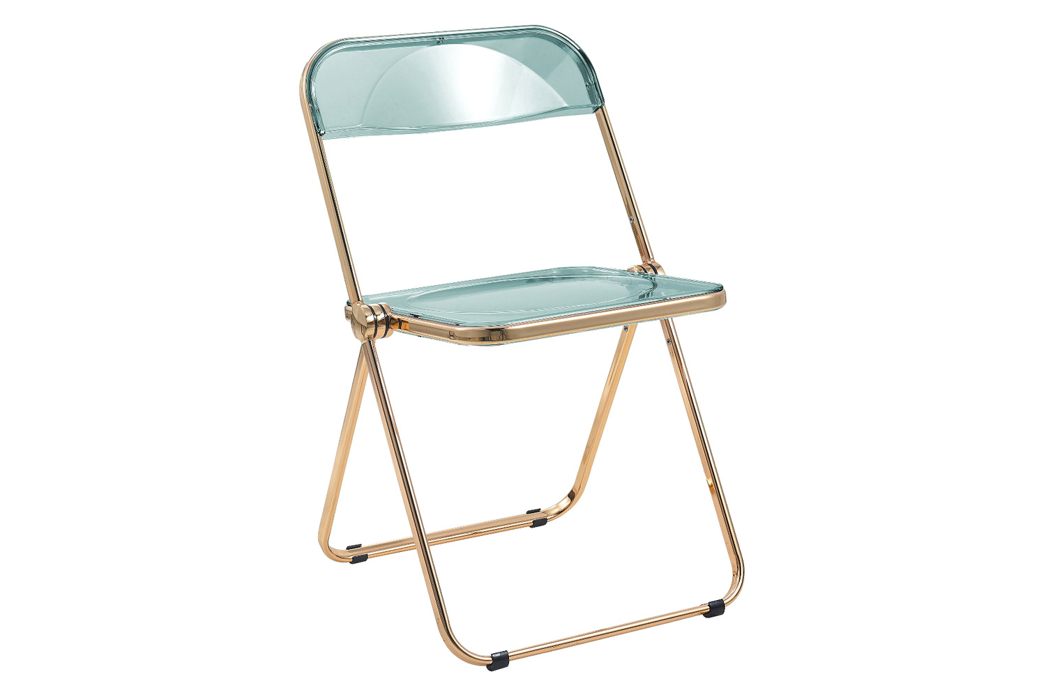 LeisureMod - Lawrence Acrylic Folding Chair with Chrome Metal Frame