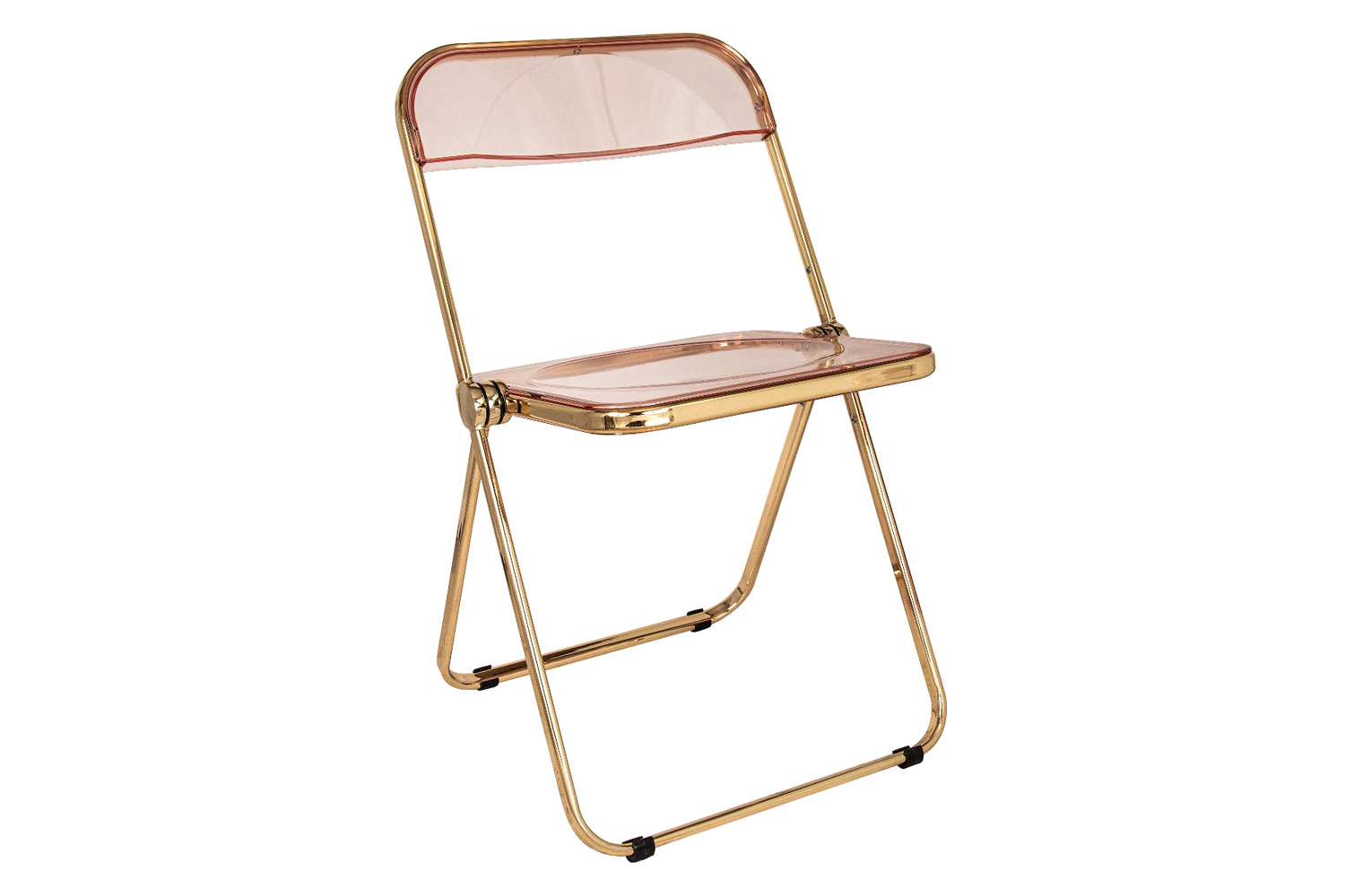 LeisureMod - Lawrence Acrylic Folding Chair with Chrome Metal Frame