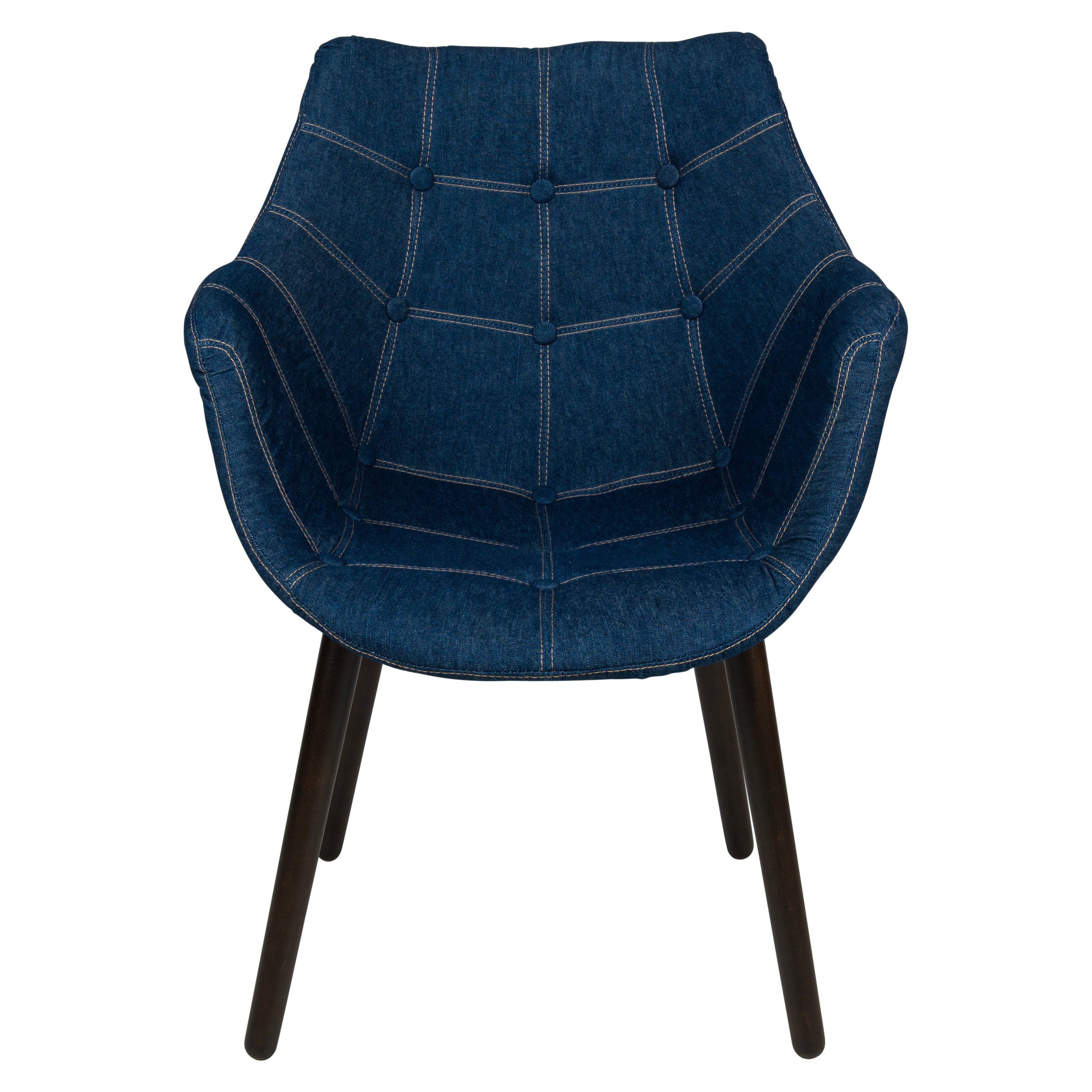 LeisureMod - Milburn Tufted Denim Lounge Chair