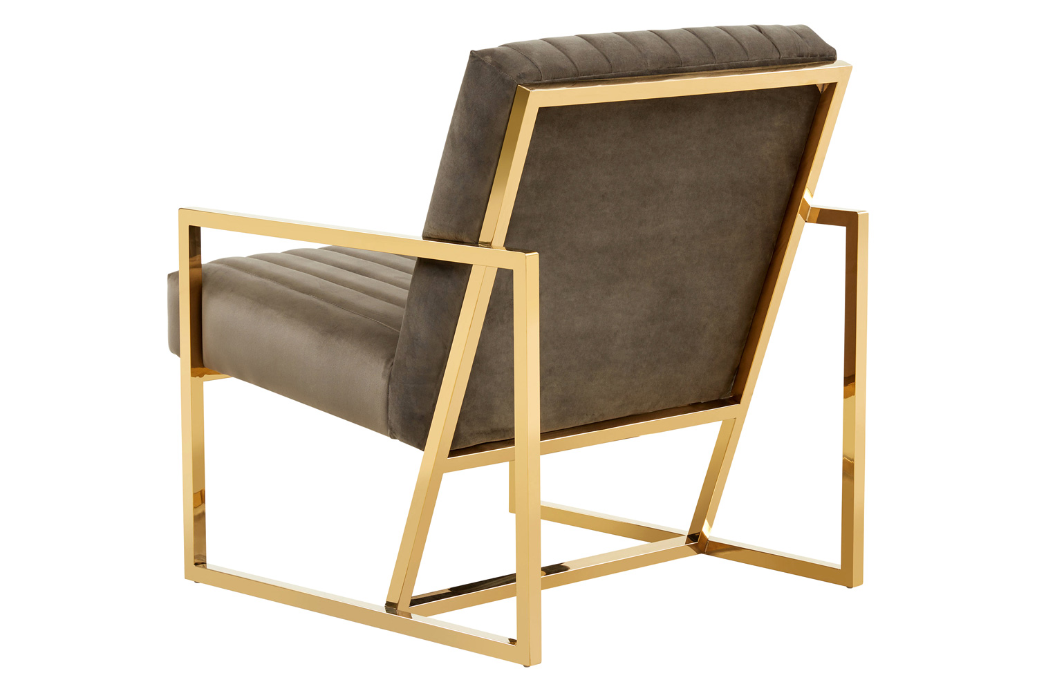 LeisureMod Montgomery Velvet Pinstripe Design Accent Armchair with Gold Frame - Dark Gray
