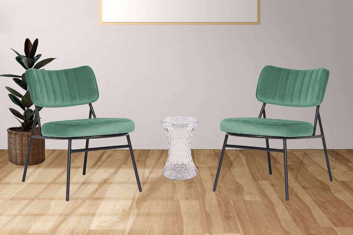 LeisureMod Marilane Velvet Accent Chair with Metal Frame - Turquoise
