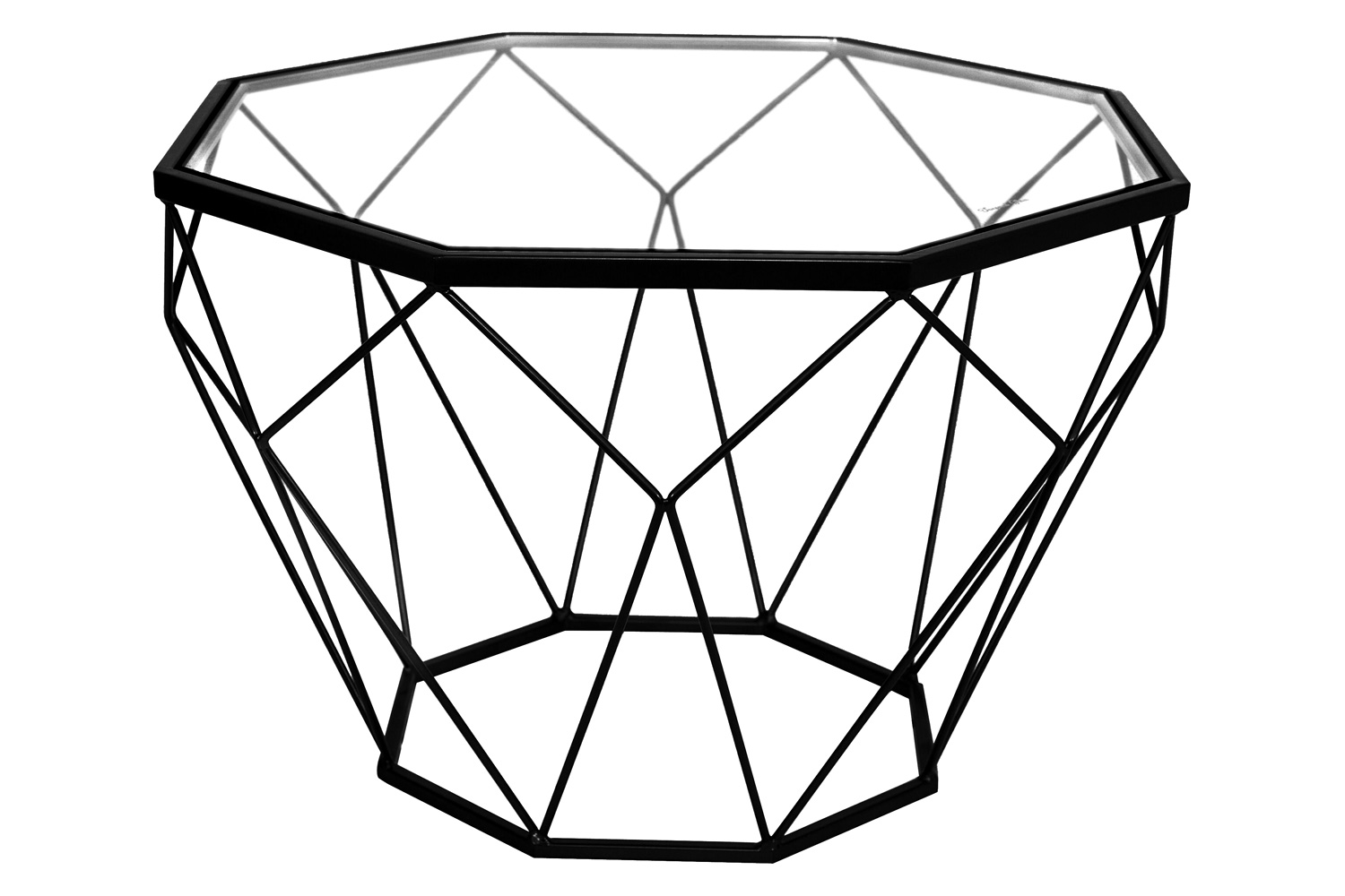 LeisureMod - Malibu Modern Octagon Glass Top Coffee Table/End Table with Gold Metal Base