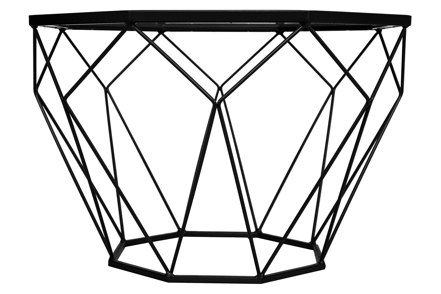 LeisureMod Malibu Modern Octagon Glass Top Coffee Table/End Table with Gold Metal Base - Black