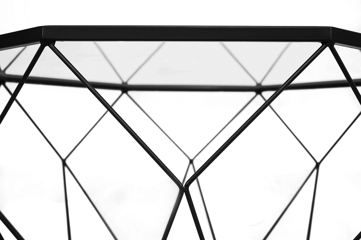 LeisureMod Malibu Modern Octagon Glass Top Coffee Table/End Table with Gold Metal Base - Black