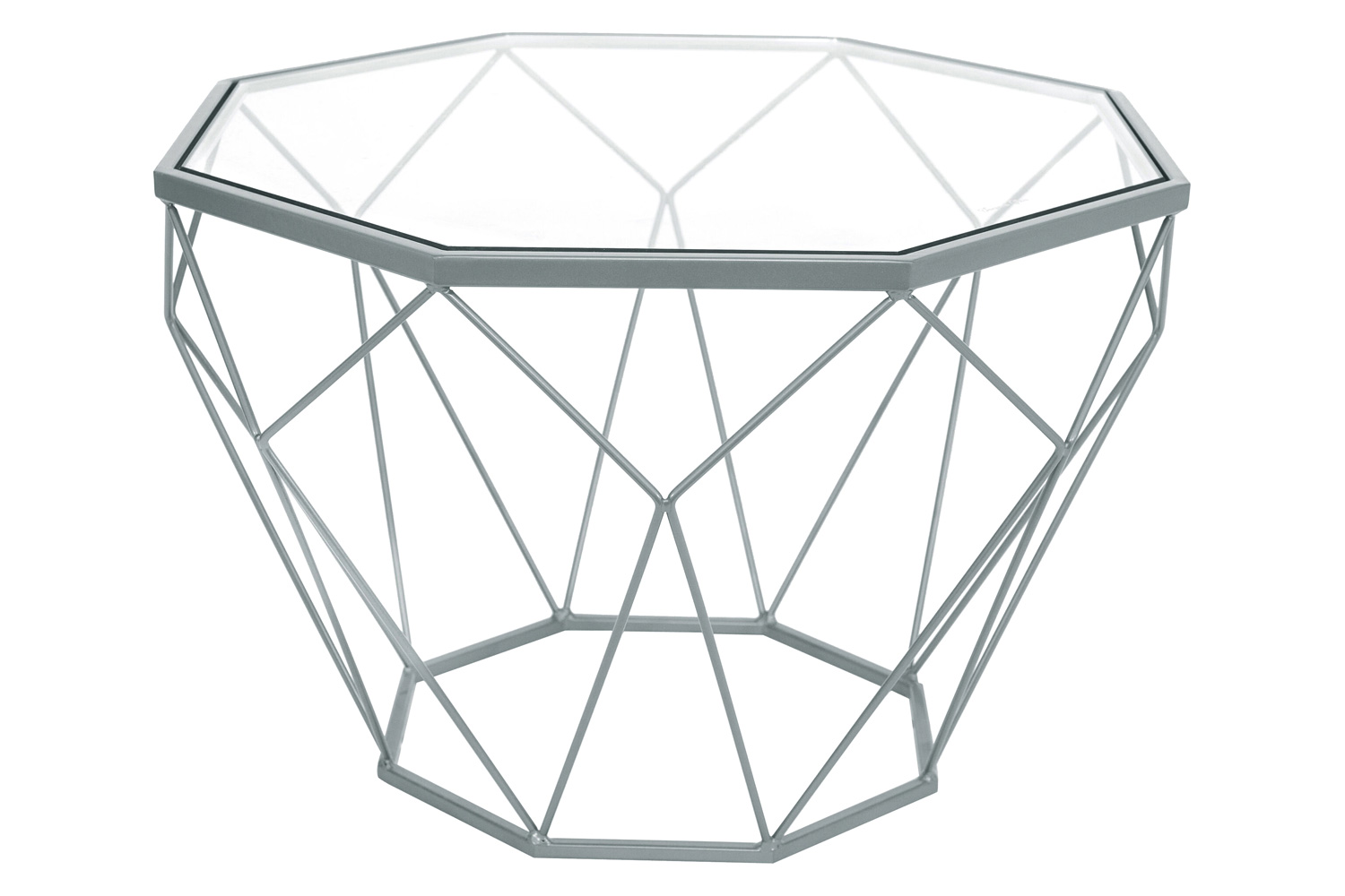 LeisureMod - Malibu Modern Octagon Glass Top Coffee Table/End Table with Gold Metal Base