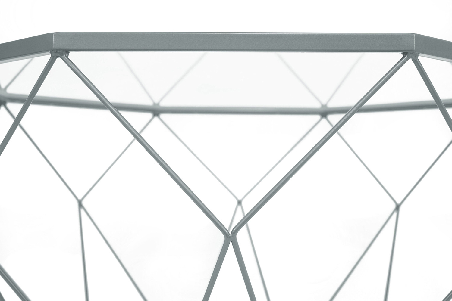 LeisureMod Malibu Modern Octagon Glass Top Coffee Table/End Table with Gold Metal Base - Gray