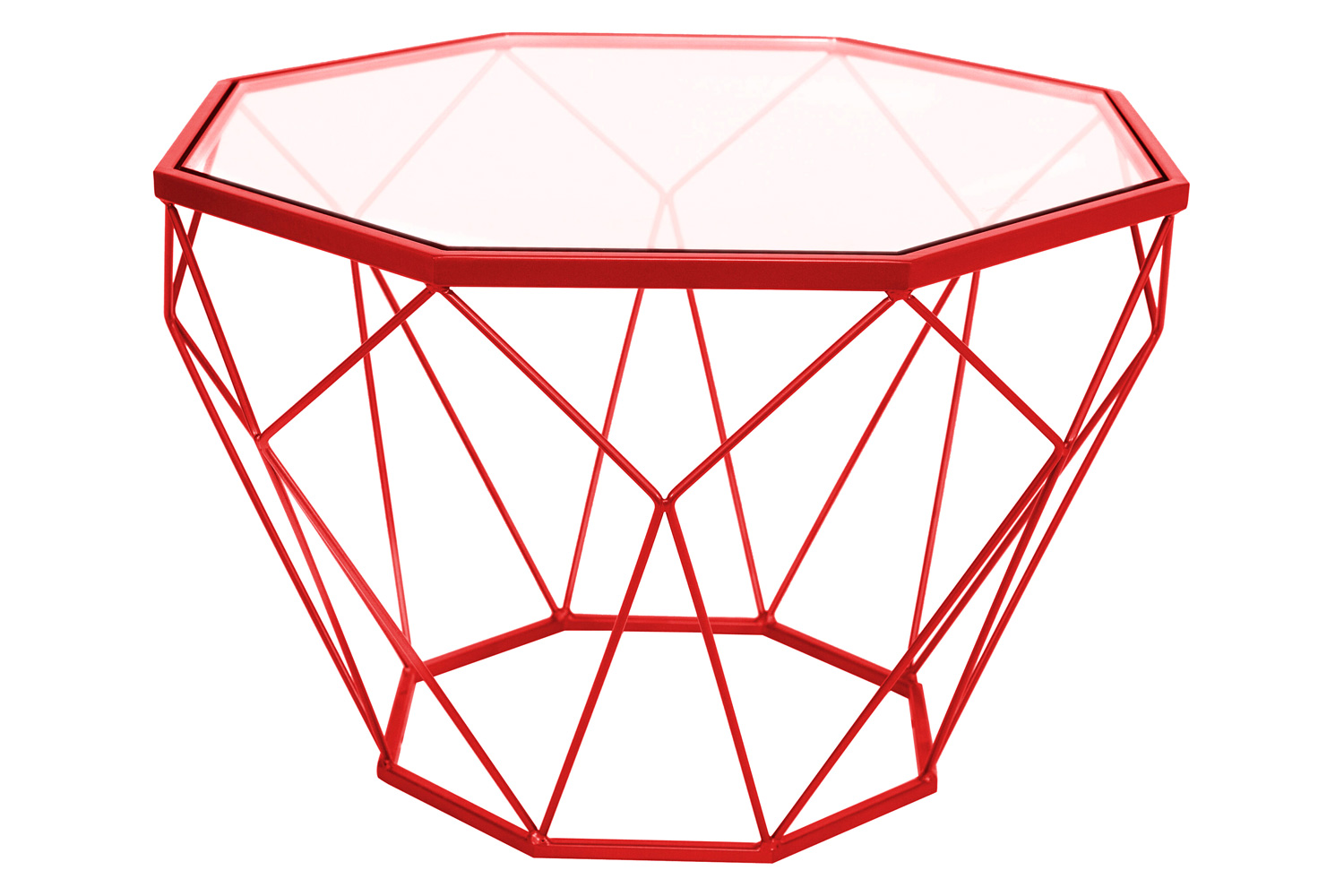 LeisureMod - Malibu Modern Octagon Glass Top Coffee Table/End Table with Gold Metal Base