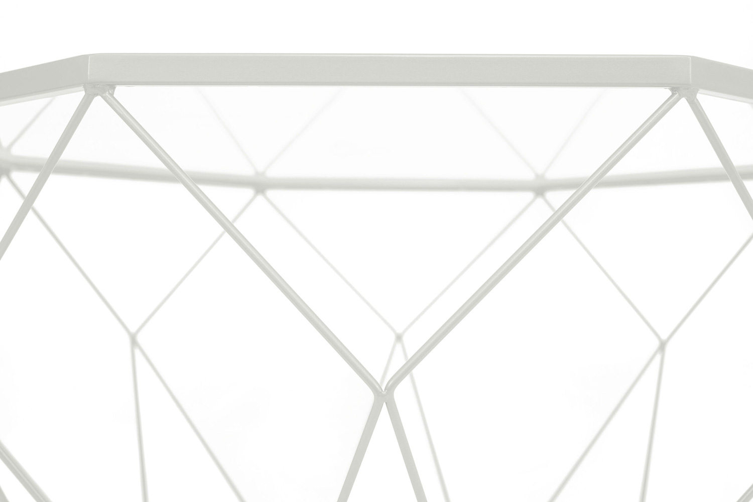 LeisureMod Malibu Modern Octagon Glass Top Coffee Table/End Table with Gold Metal Base - White