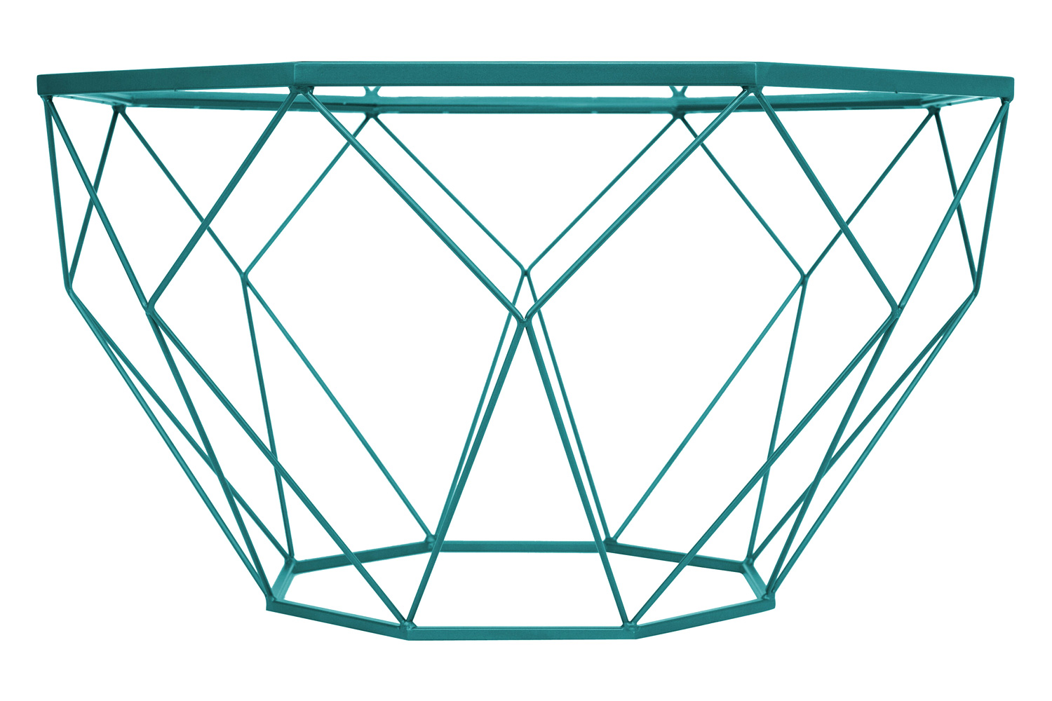 LeisureMod Malibu Modern Octagon Glass Top Coffee Table with Gold Metal Base - Blue