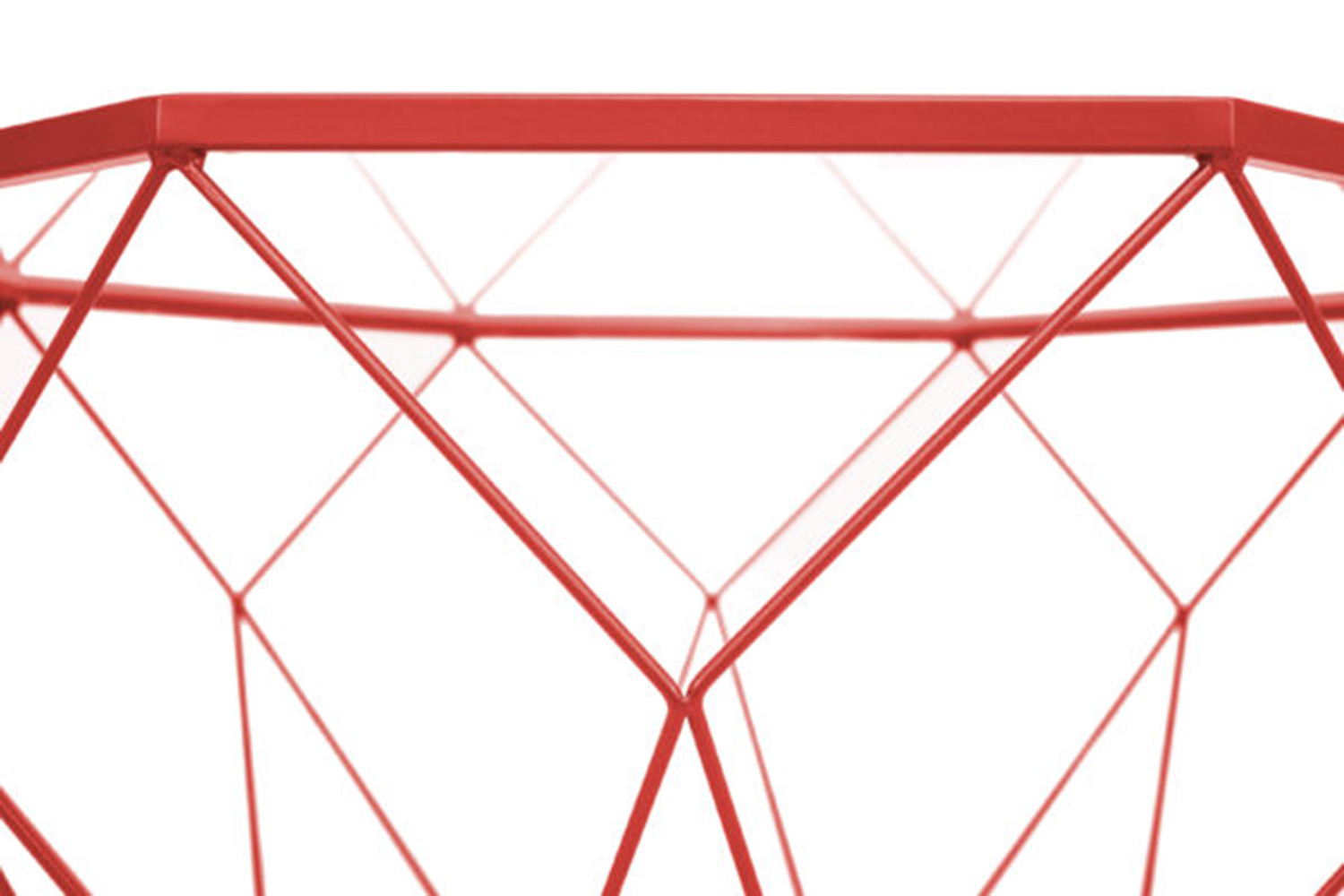 LeisureMod Malibu Modern Octagon Glass Top Coffee Table with Gold Metal Base - Red