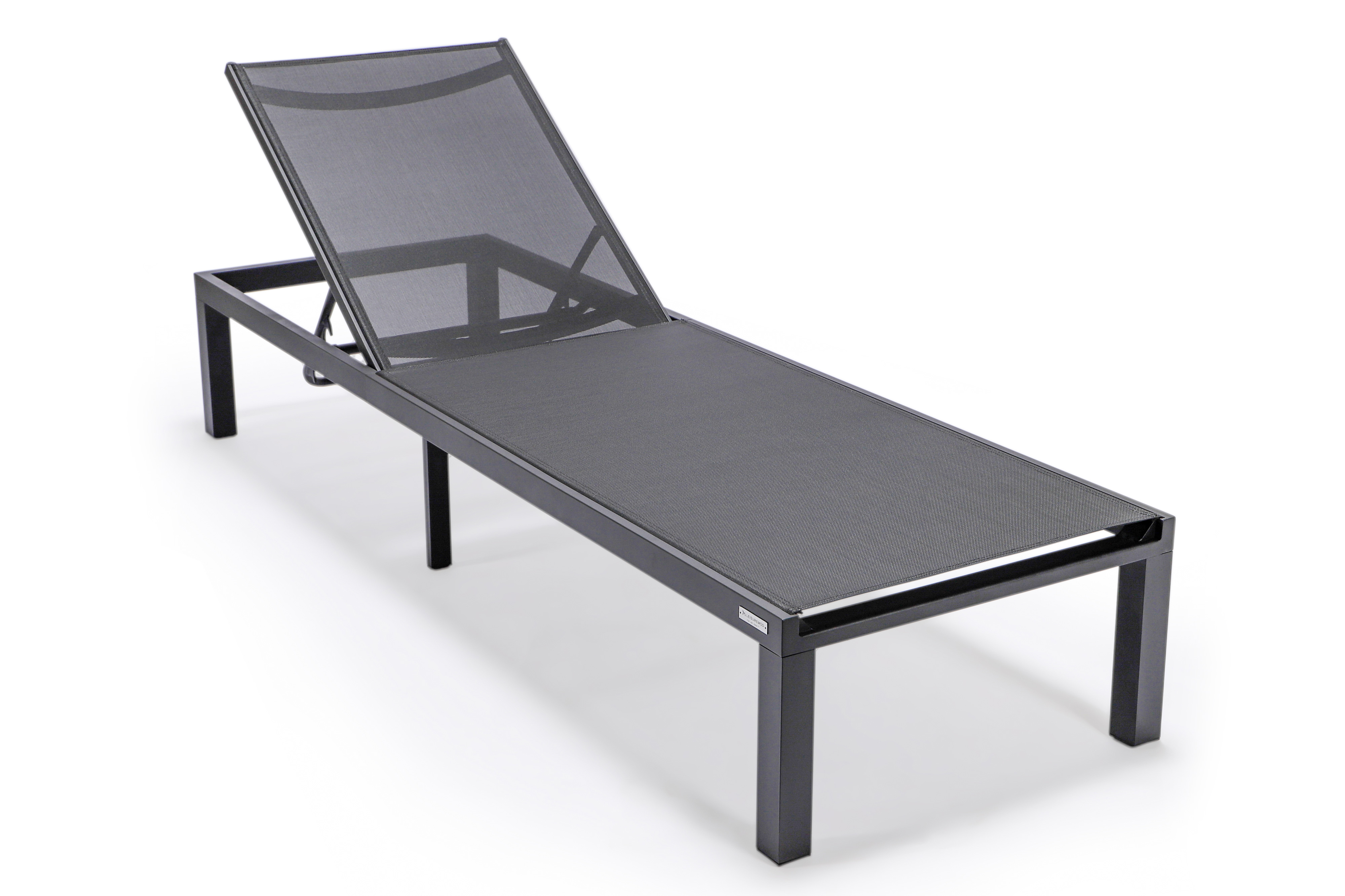 LeisureMod - Marlin Patio Chaise Lounge Chair With Black Aluminum Frame