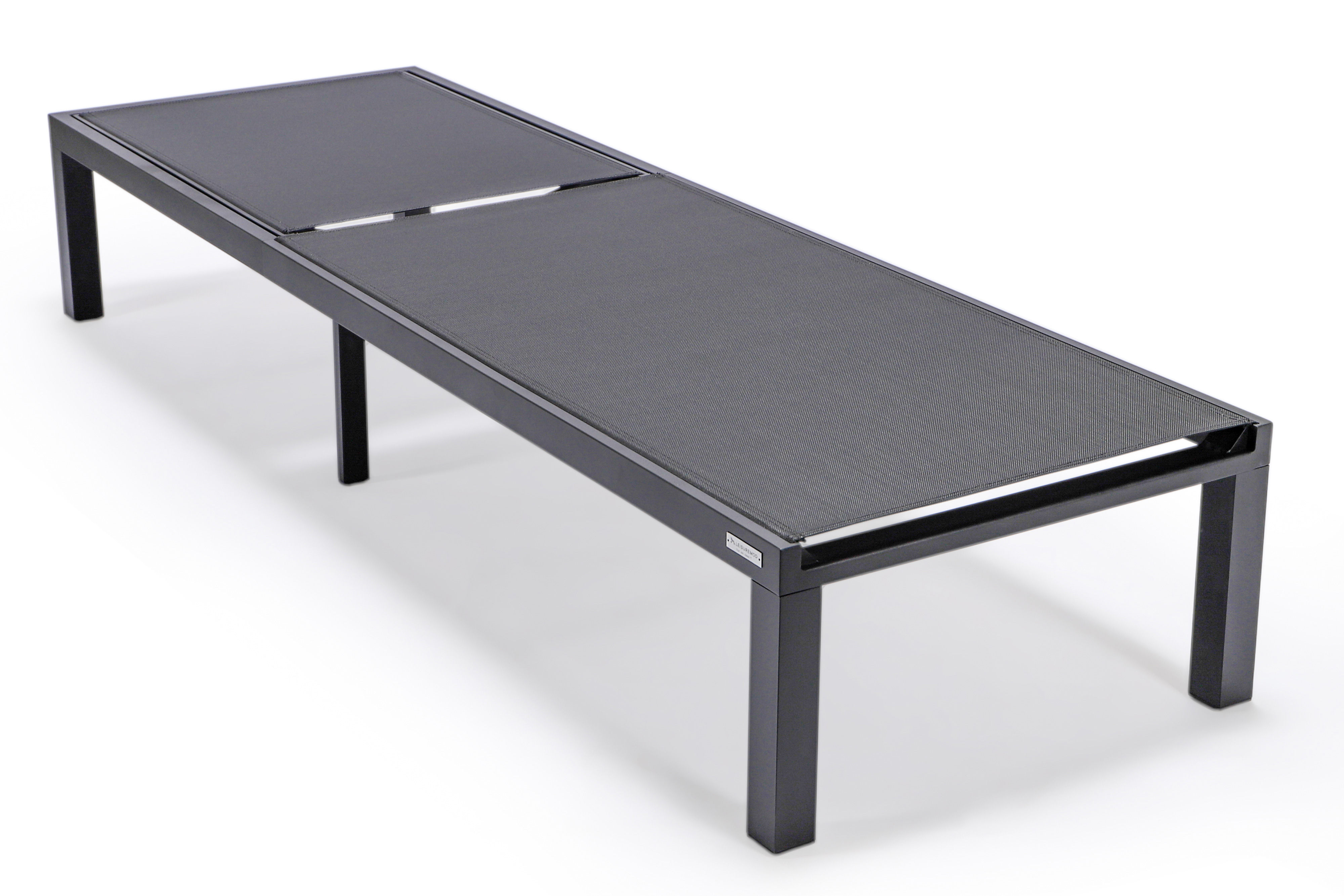 LeisureMod Marlin Patio Chaise Lounge Chair With Black Aluminum Frame - Black