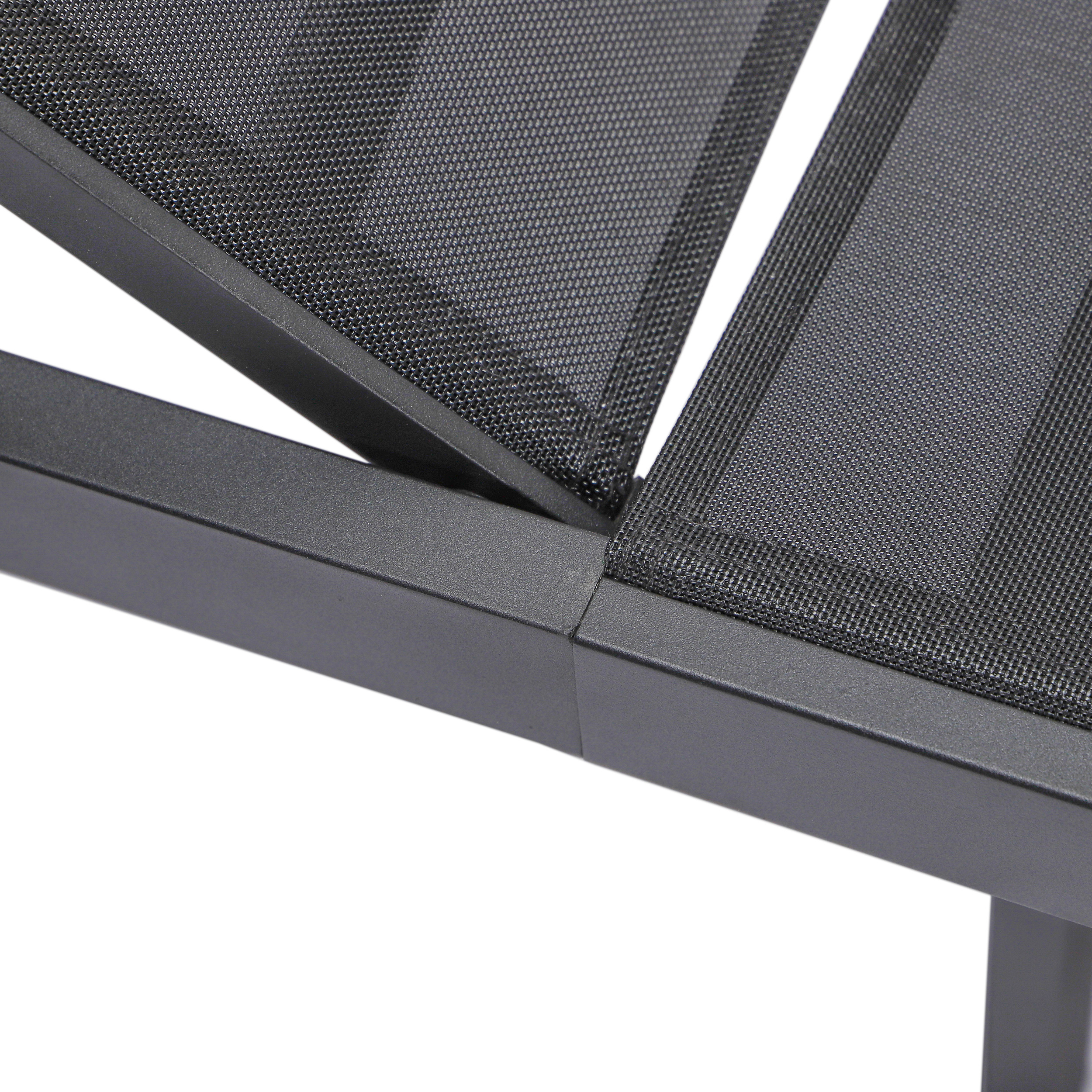 LeisureMod Marlin Patio Chaise Lounge Chair With Black Aluminum Frame - Black