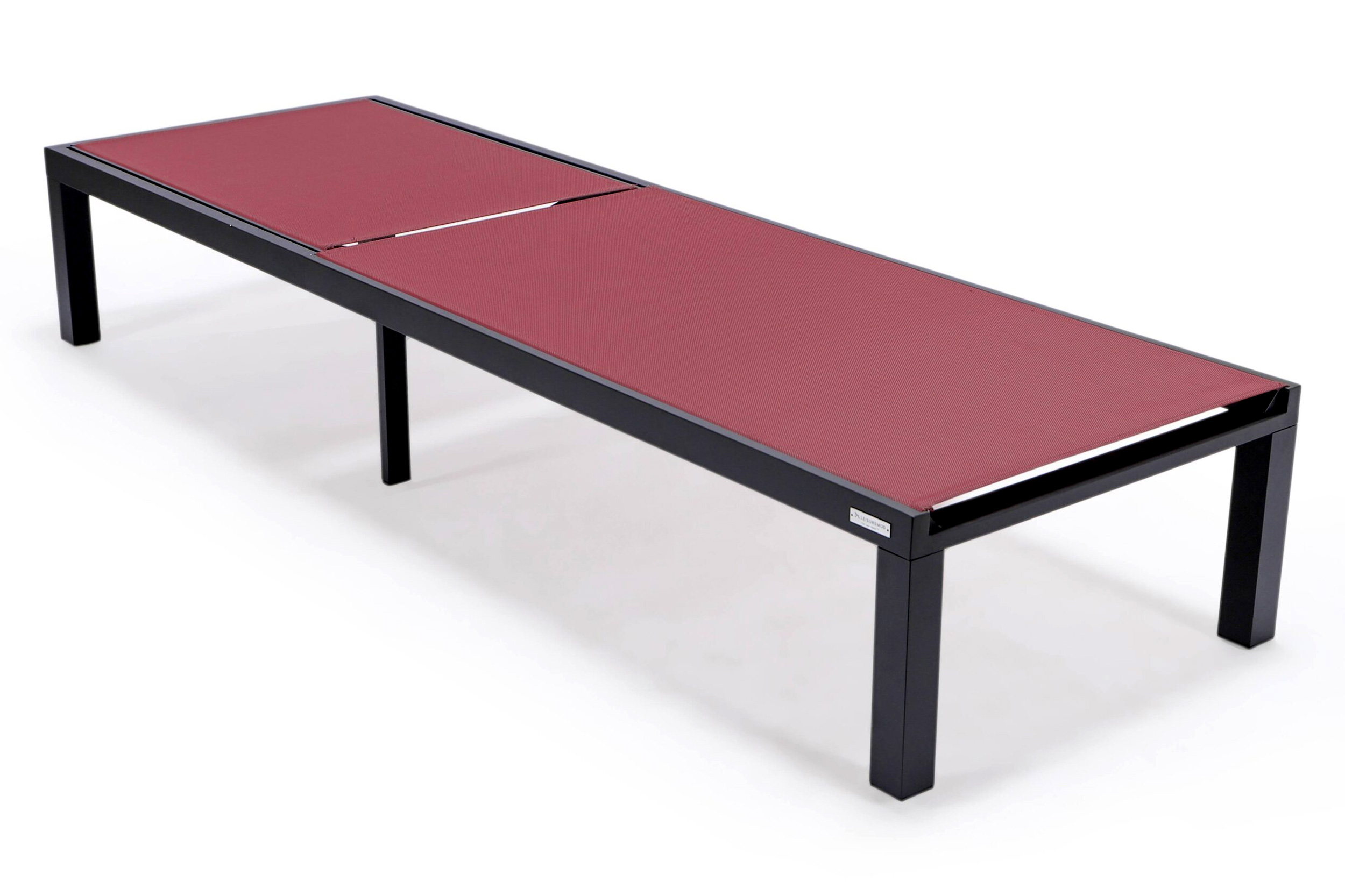 LeisureMod Marlin Patio Chaise Lounge Chair With Black Aluminum Frame - Burgundy