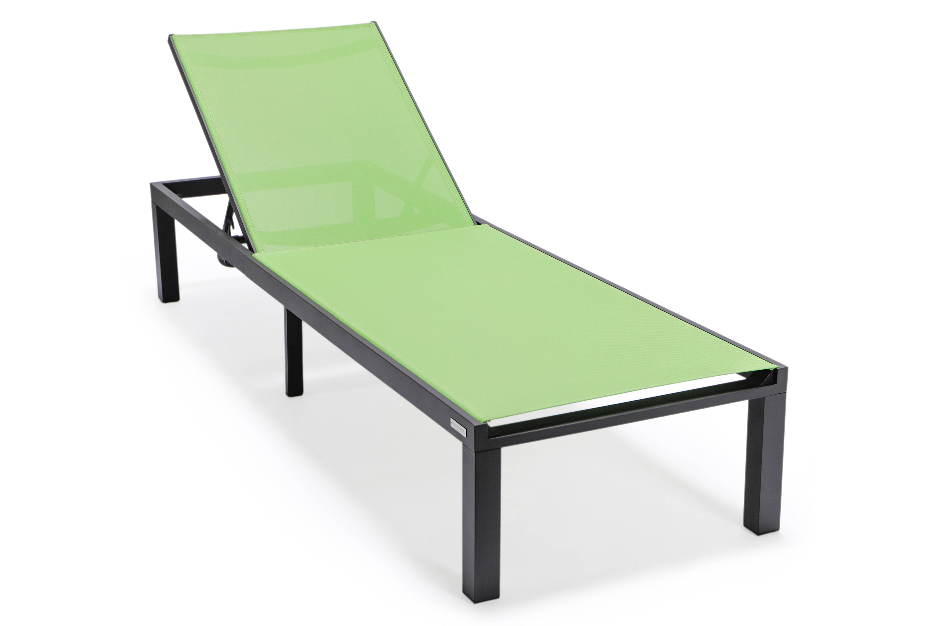 LeisureMod - Marlin Patio Chaise Lounge Chair With Black Aluminum Frame